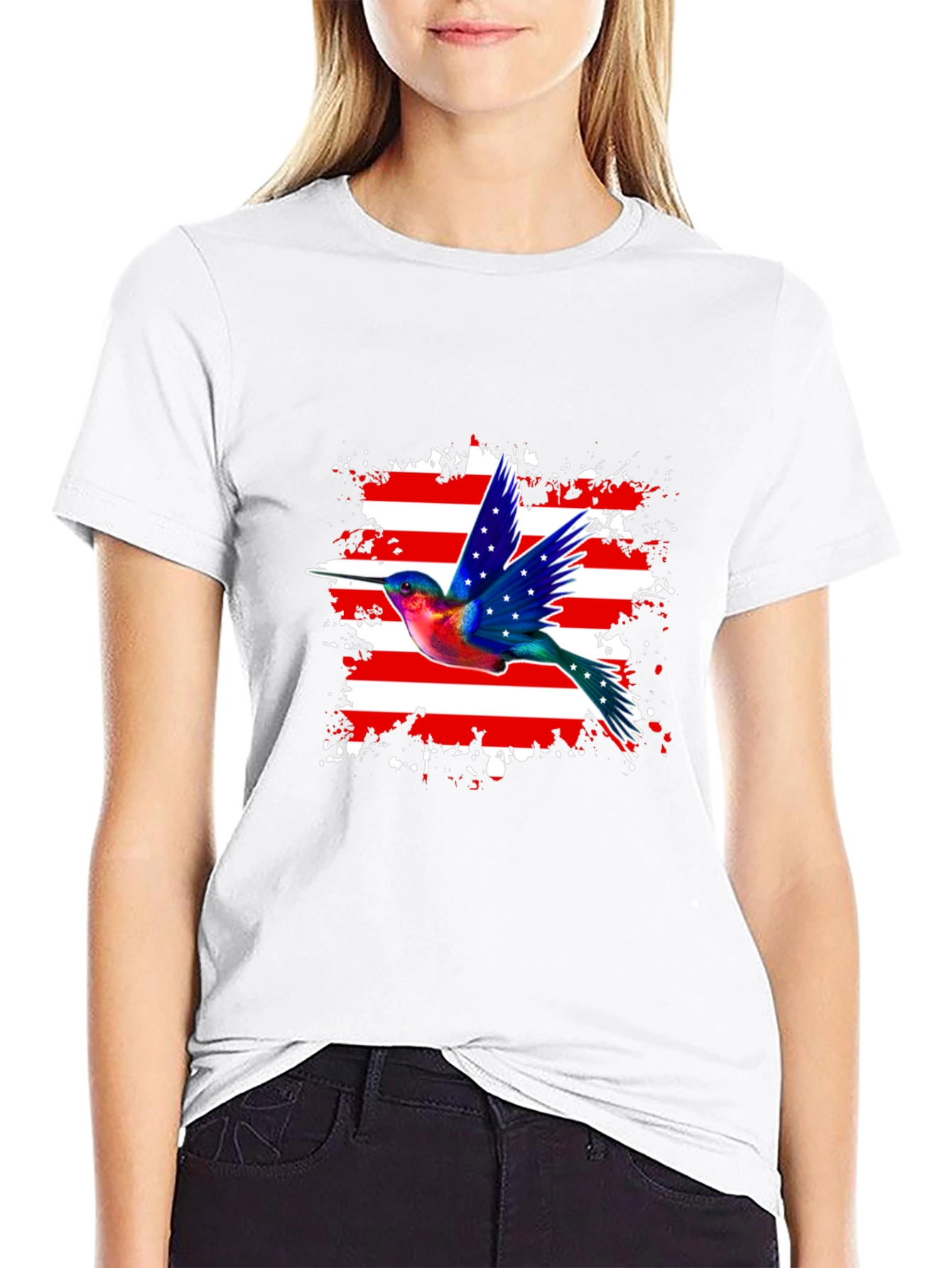Hummingbird USA Flag Graphic Tee