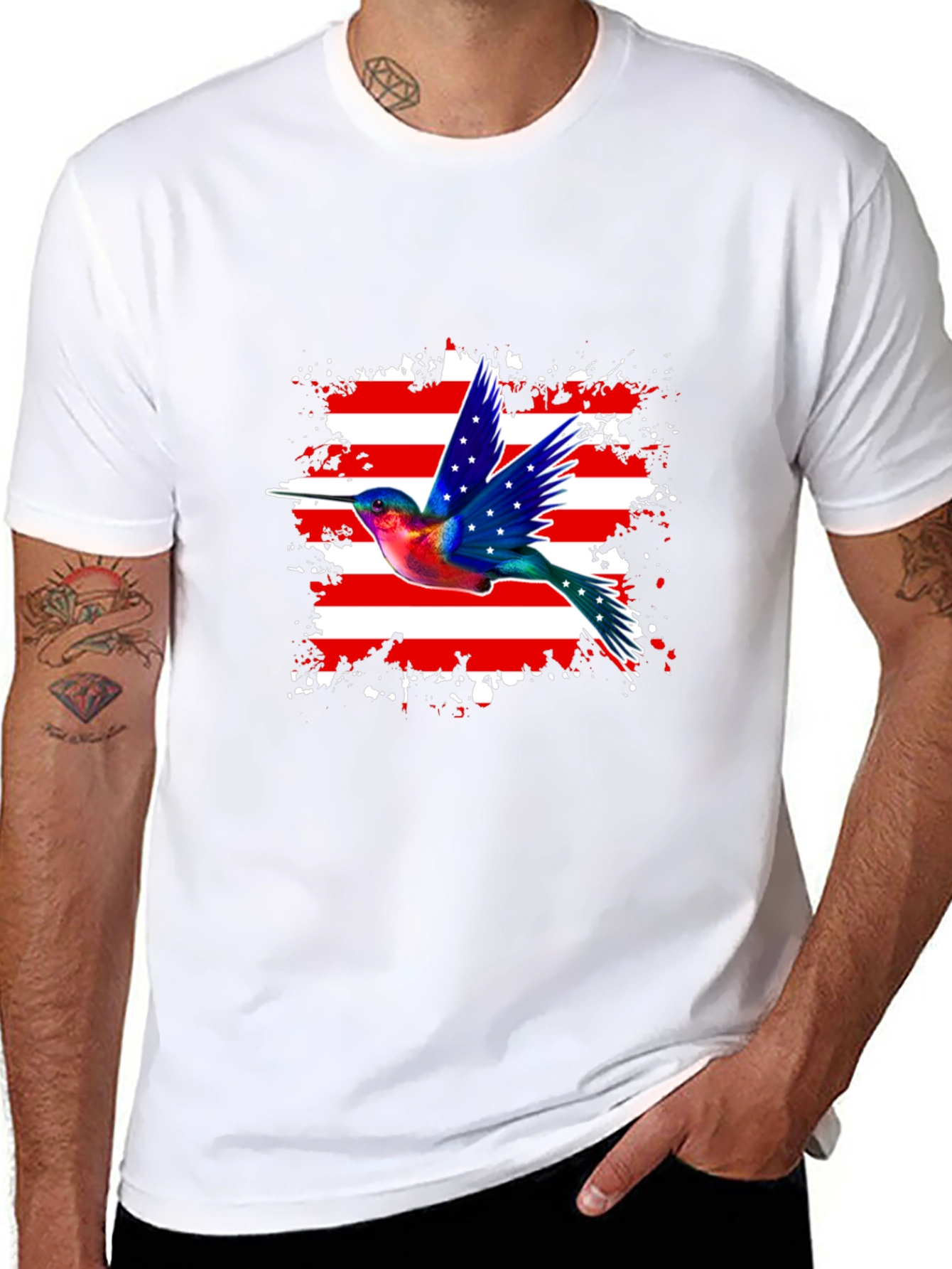 Hummingbird USA Flag Graphic Tee
