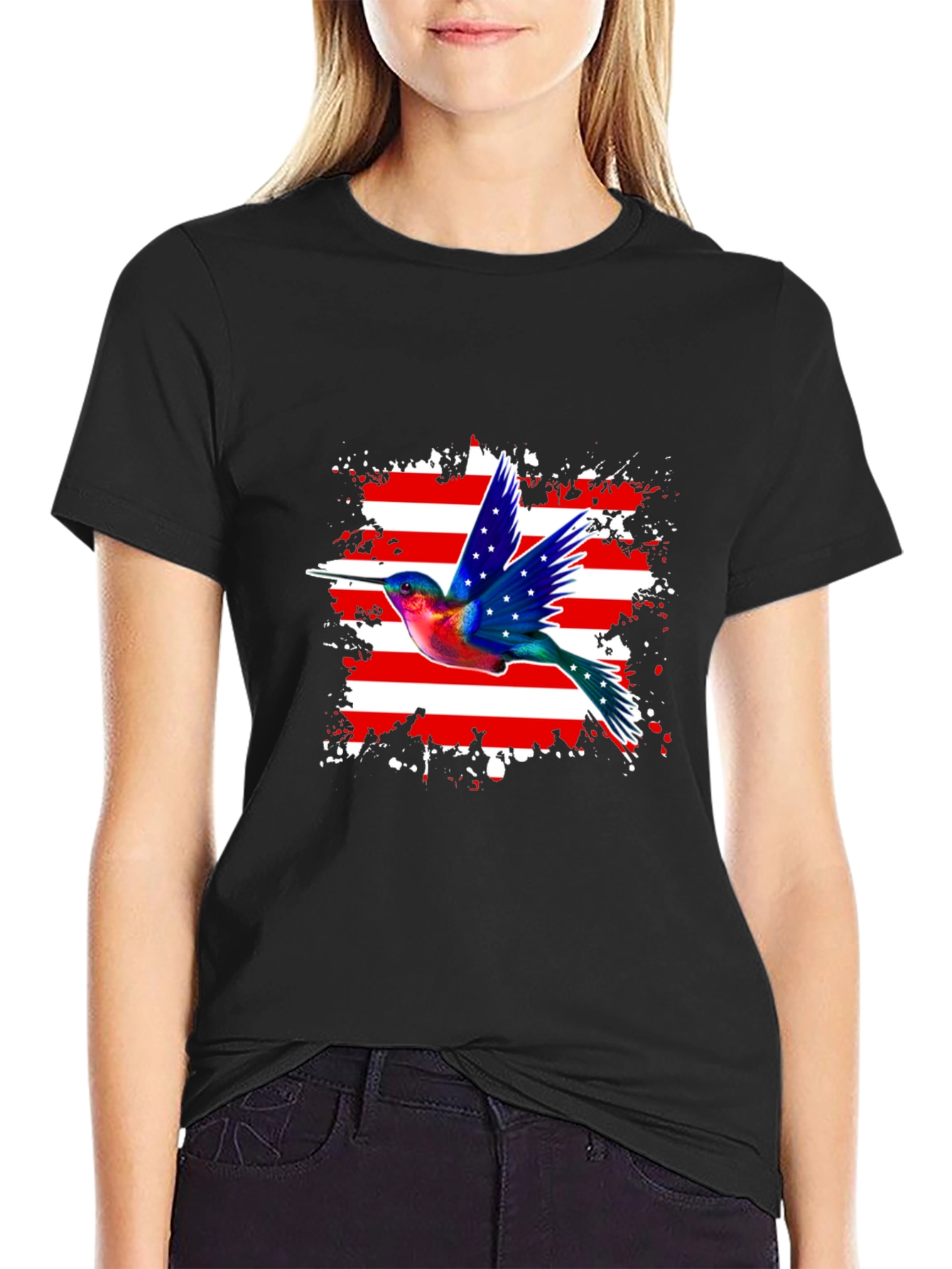 Hummingbird USA Flag Graphic Tee