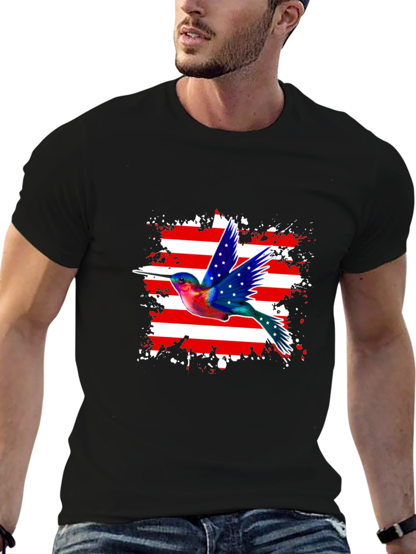 Hummingbird USA Flag Graphic Tee