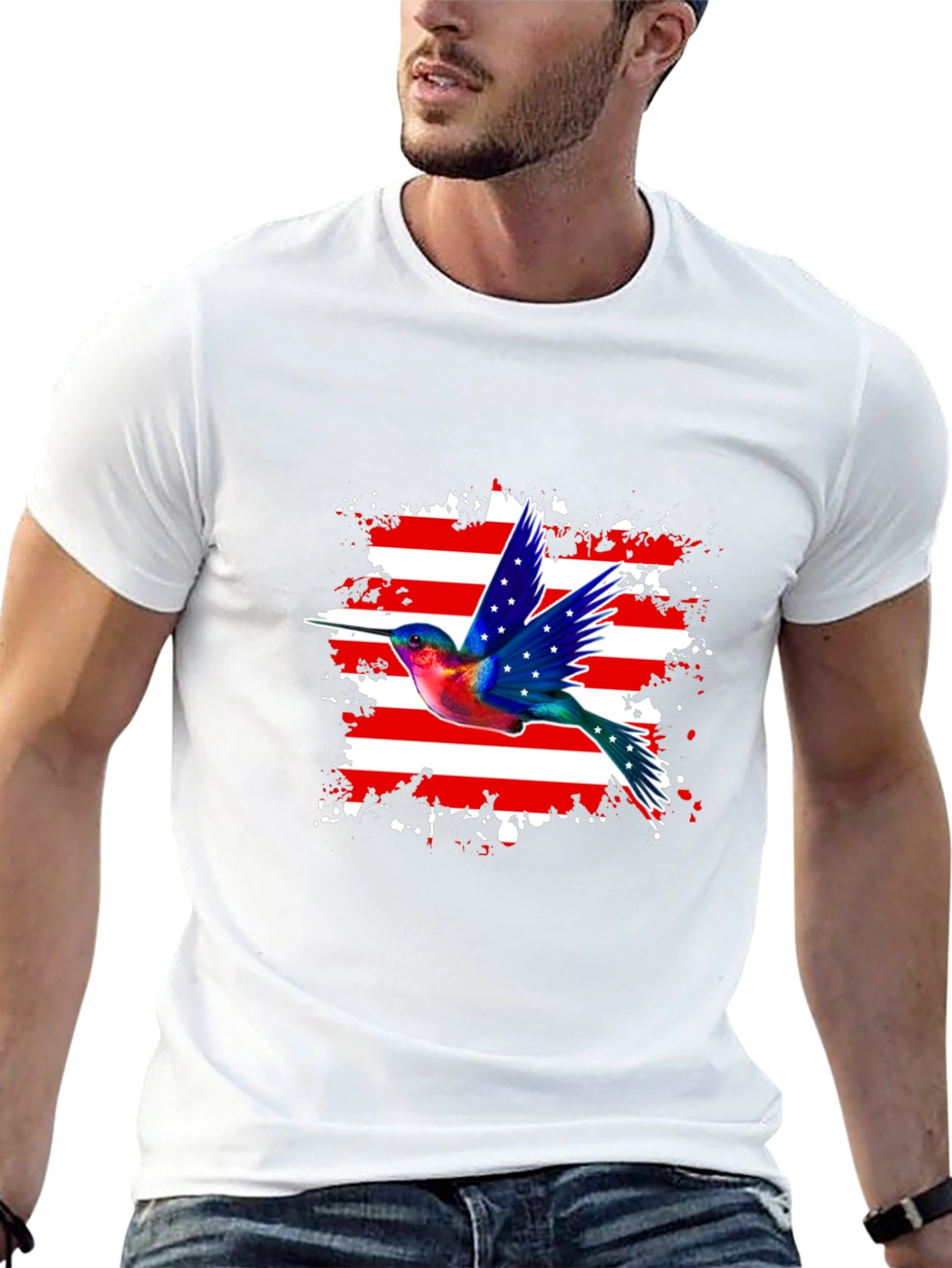 Hummingbird USA Flag Graphic Tee