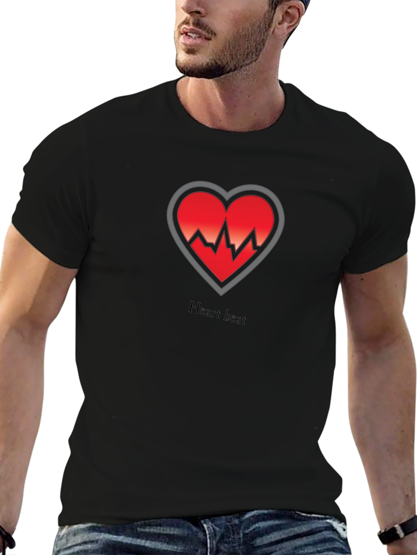 Heartbeat Graphic Black T-Shirt - Medical Theme