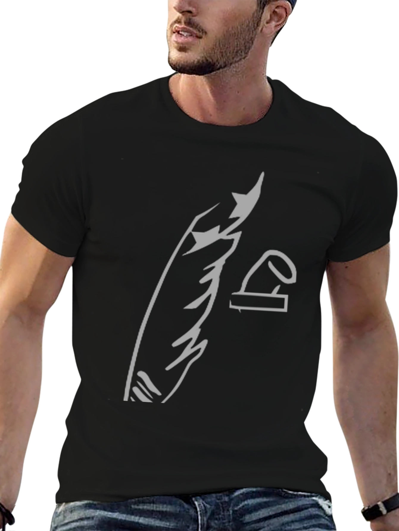 Abstract Graphic Print Black Tee