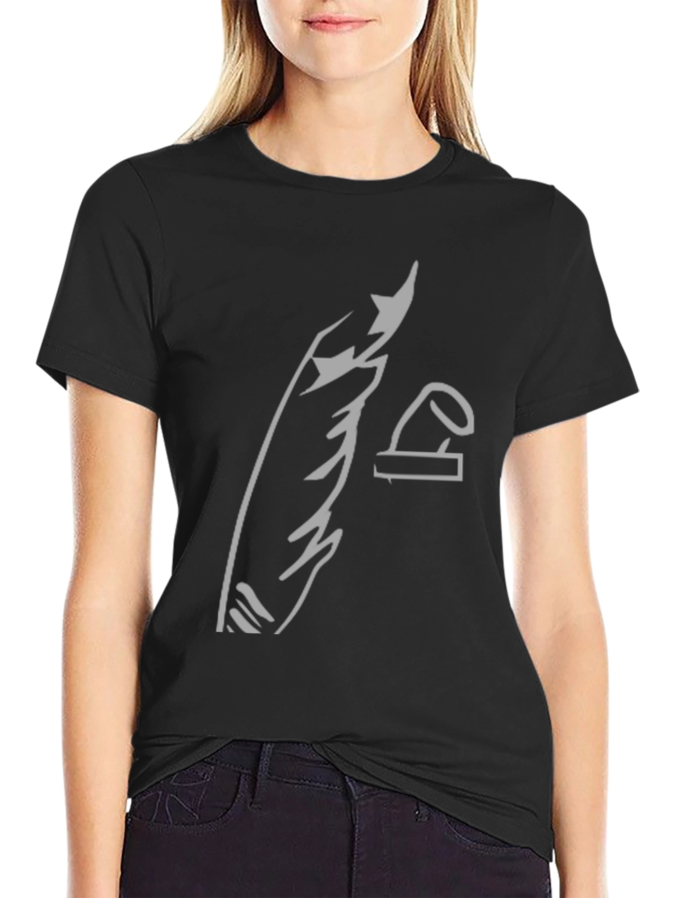 Abstract Graphic Print Black Tee