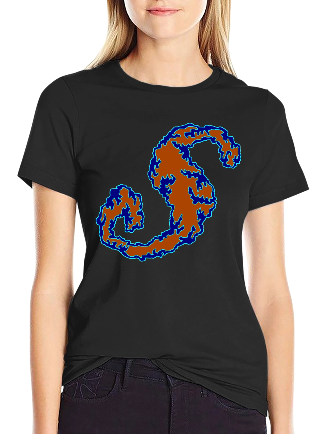 Abstract S Graphic Print Black T-Shirt
