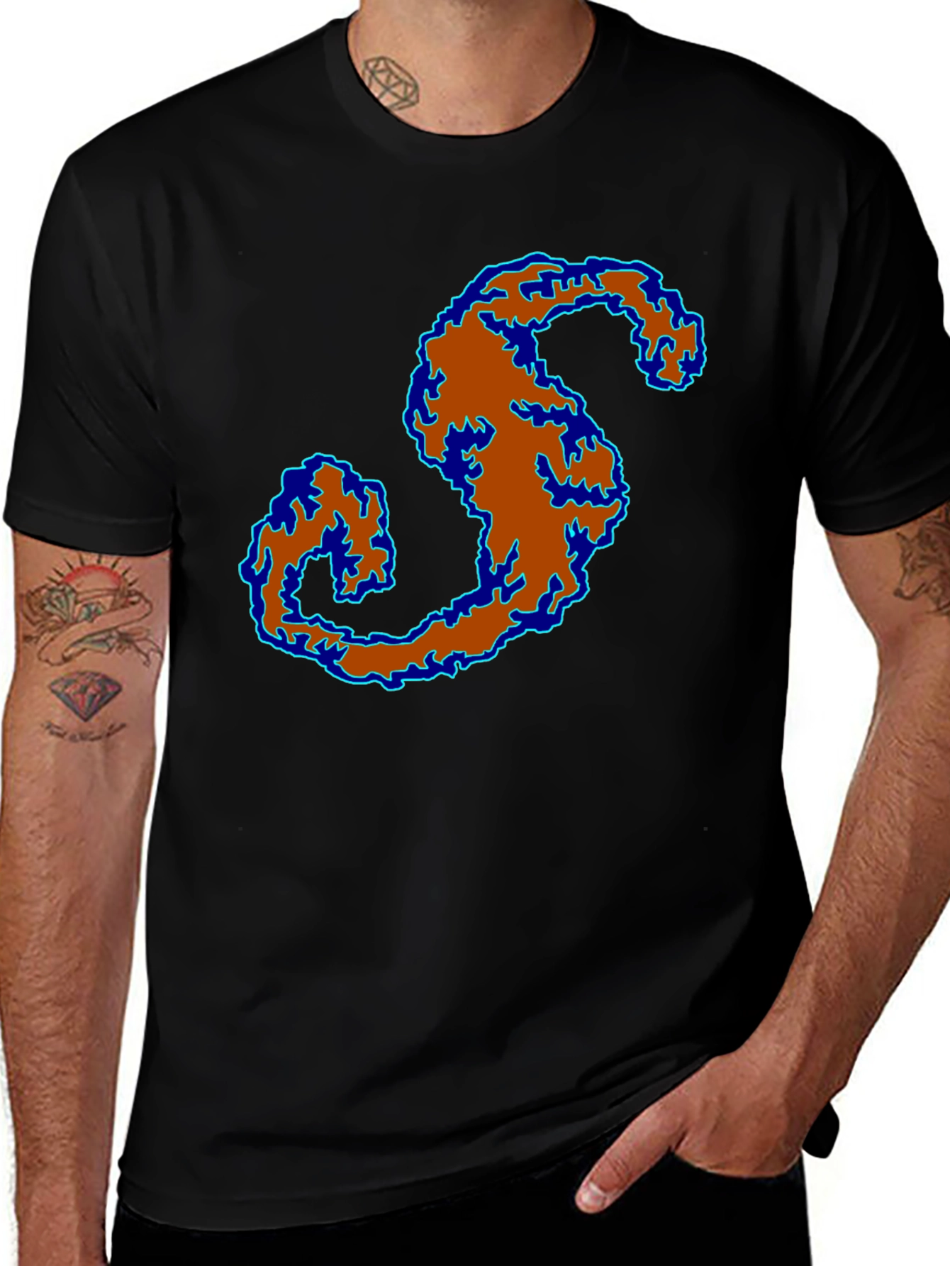 Abstract S Graphic Print Black T-Shirt