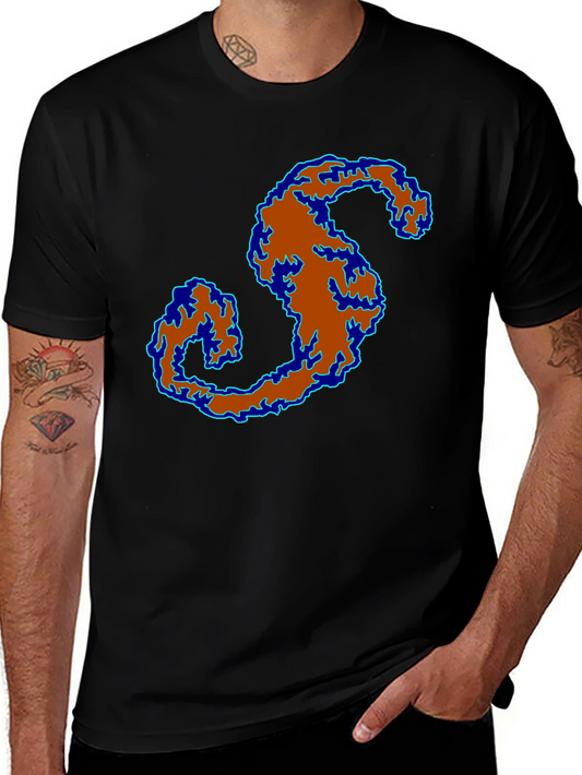 Abstract S Graphic Print Black T-Shirt