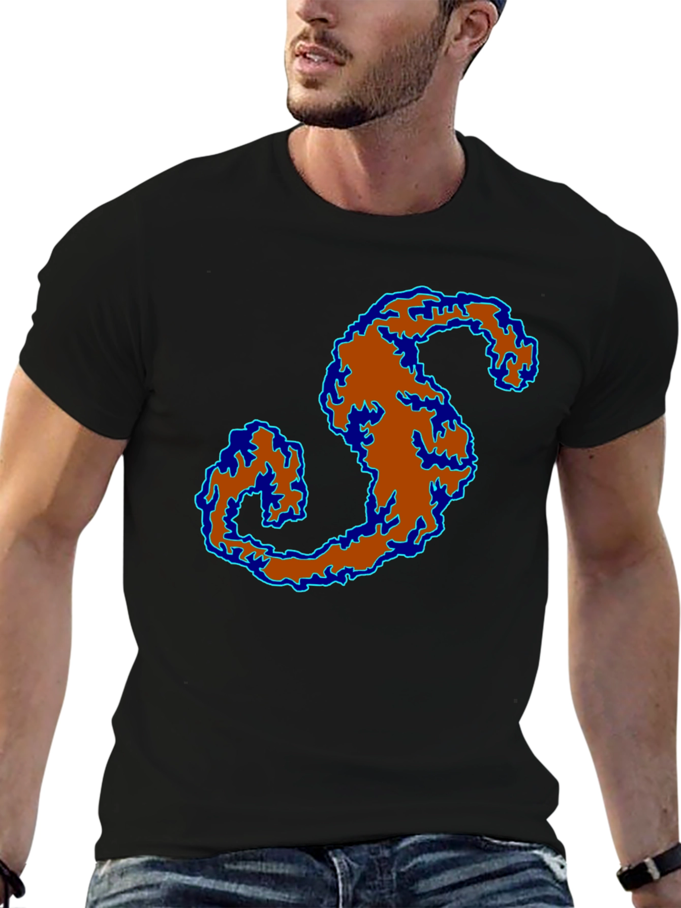 Abstract S Graphic Print Black T-Shirt