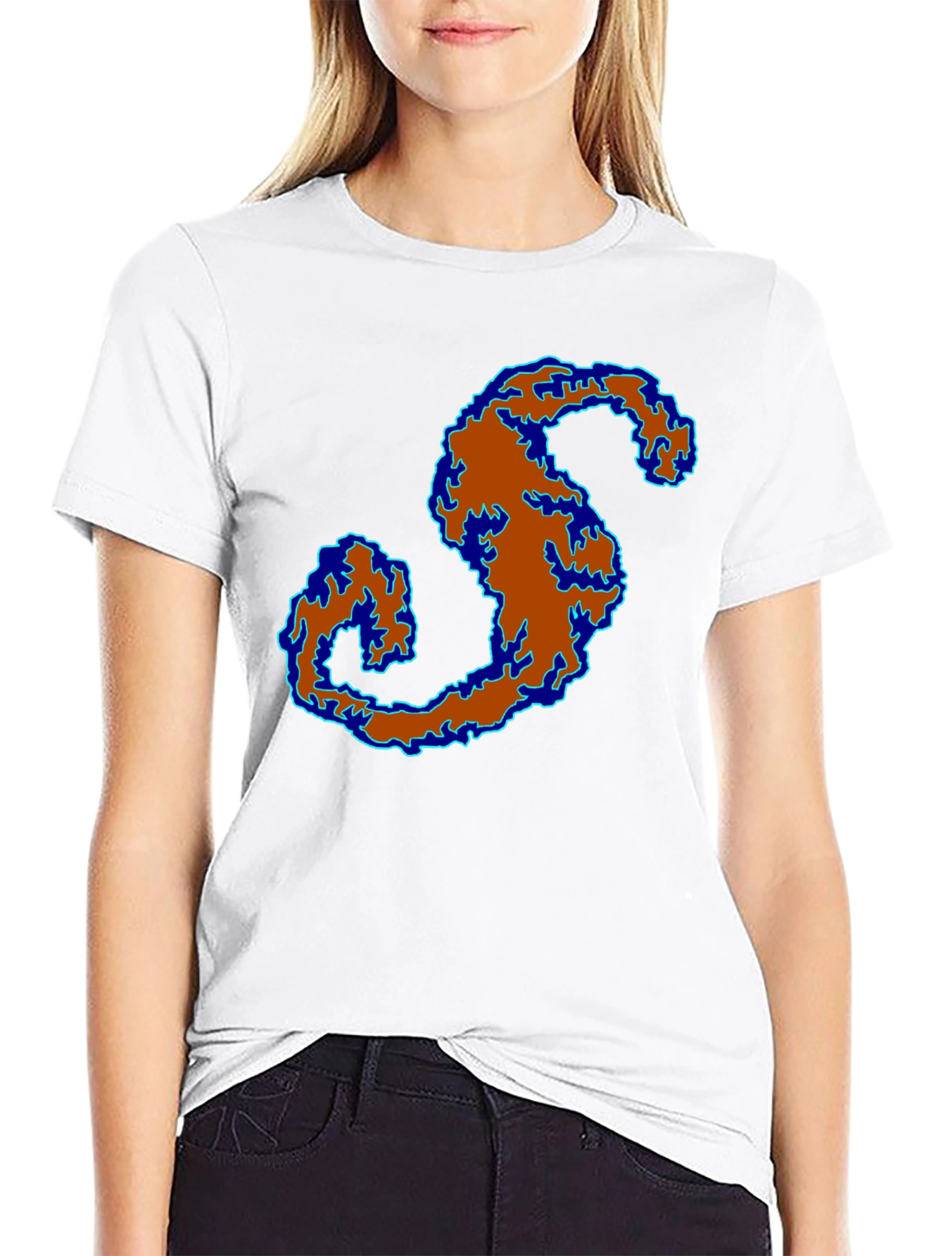 Abstract S Graphic Print Black T-Shirt
