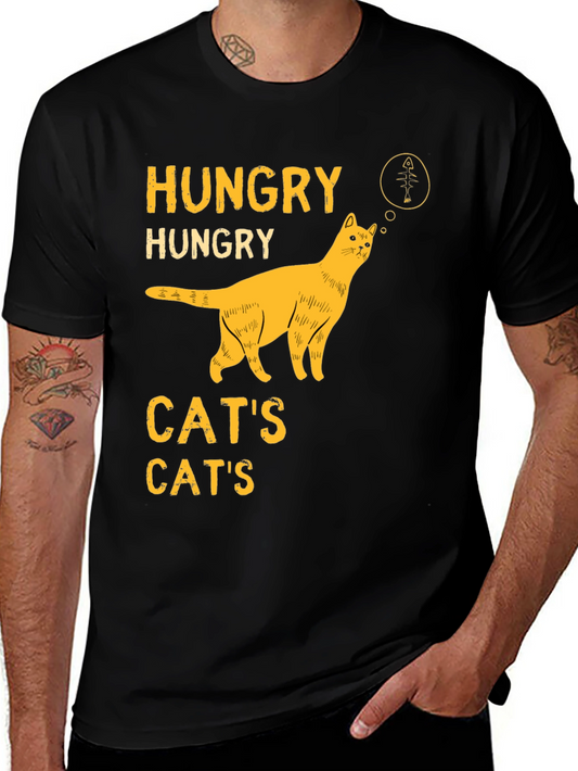Hungry Cats T-Shirt Black Cotton