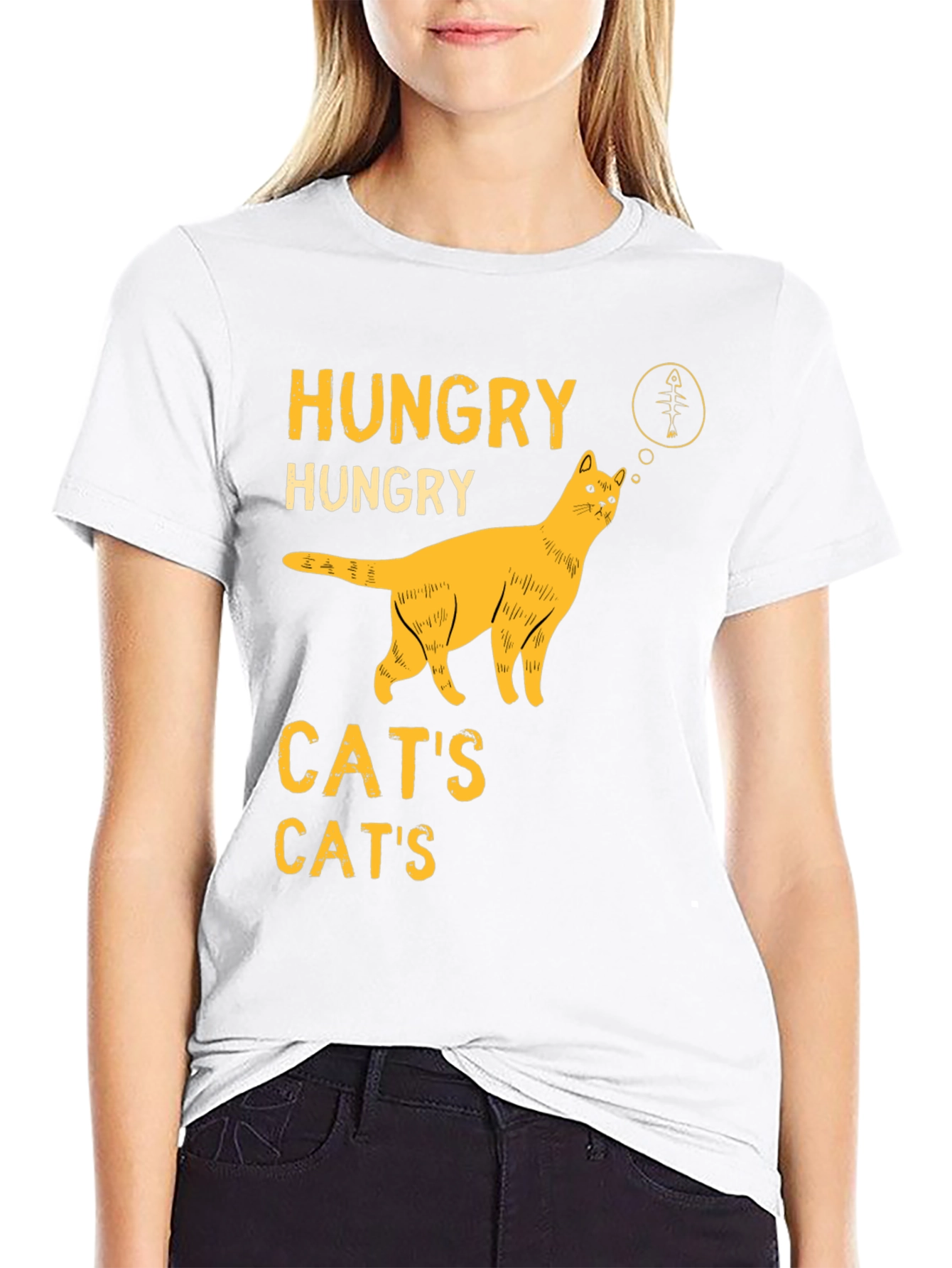 Hungry Cats T-Shirt Black Cotton