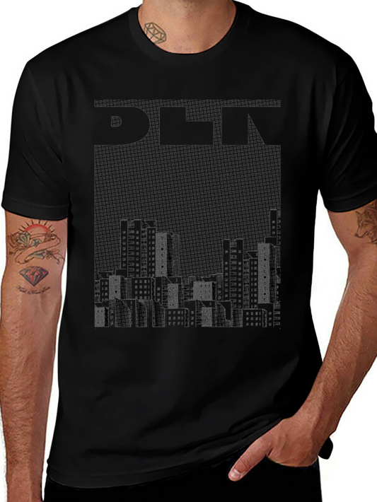 Abstract Cityscape Graphic Tee - Urban Style