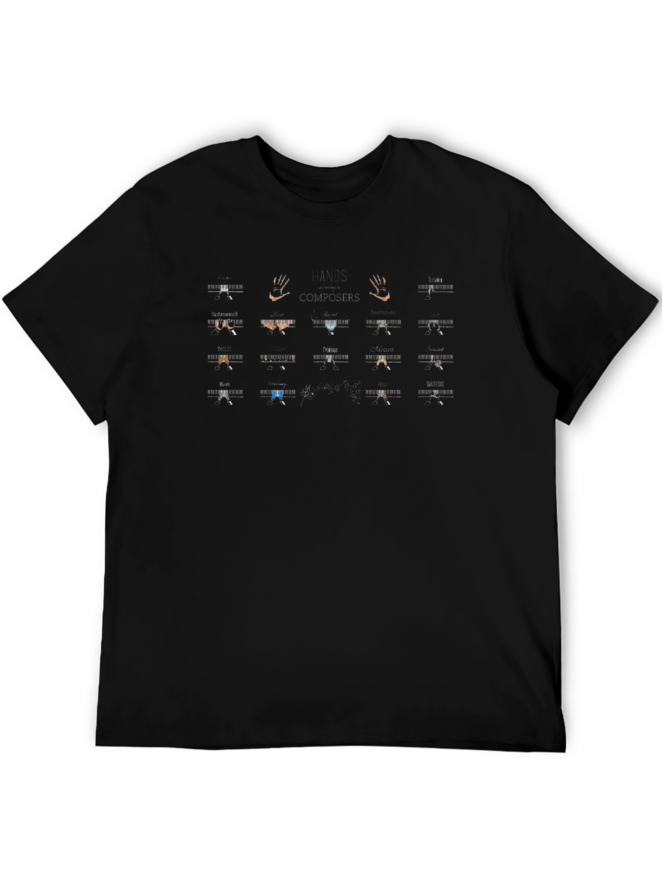 Abstract Hands Graphic Black T-Shirt