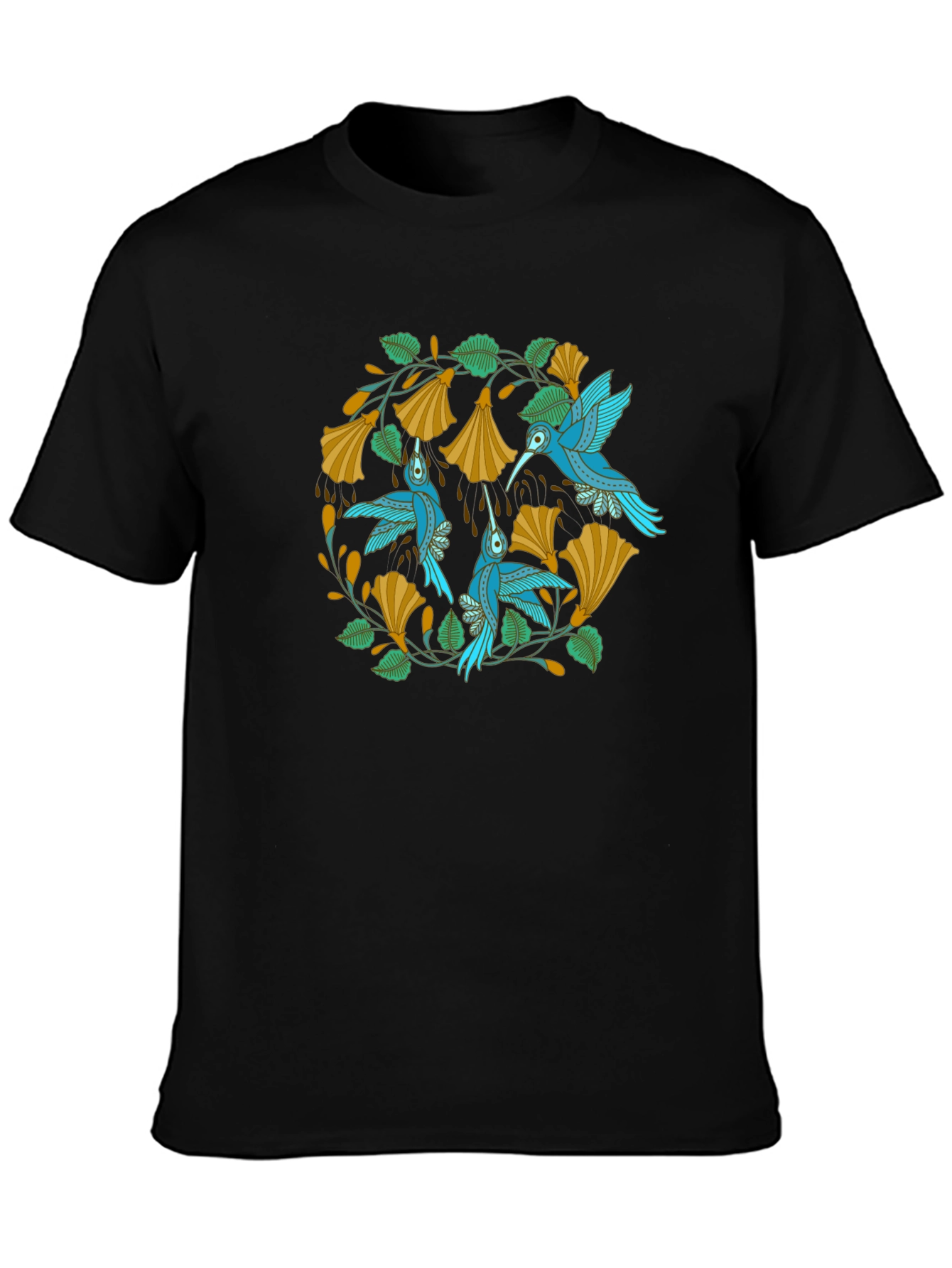 Hummingbird Floral Tee - Nature Inspired Design