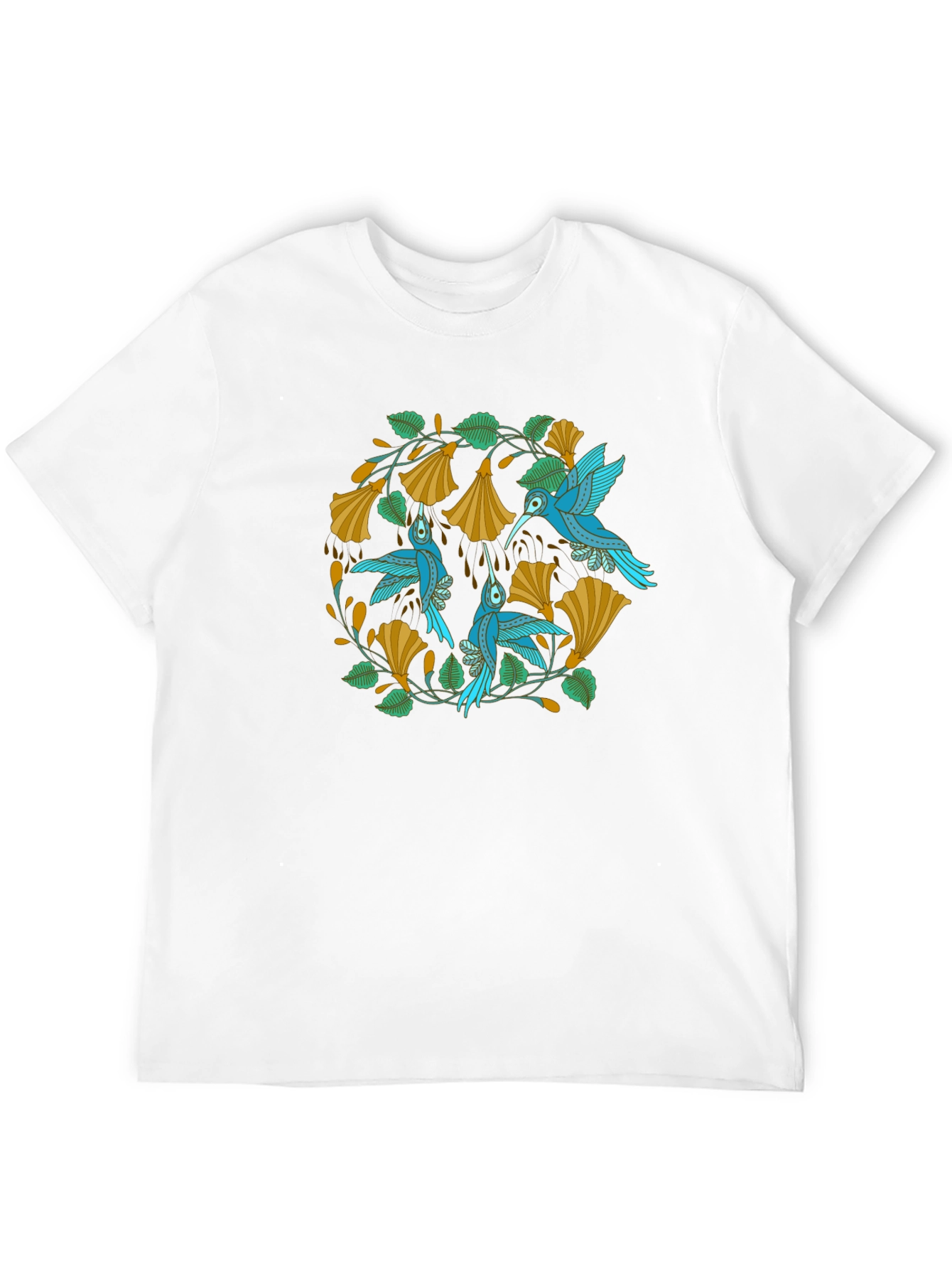 Hummingbird Floral Tee - Nature Inspired Design