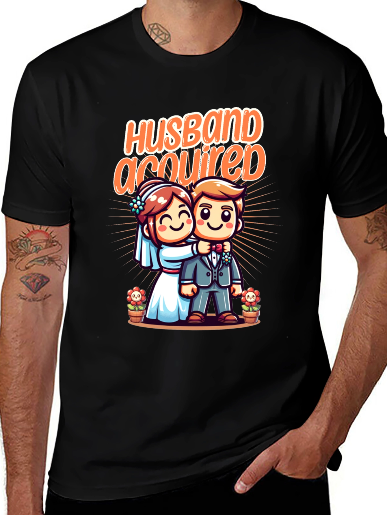 Husband Acquired Graphic Tee - Funny Wedding T-Shirt