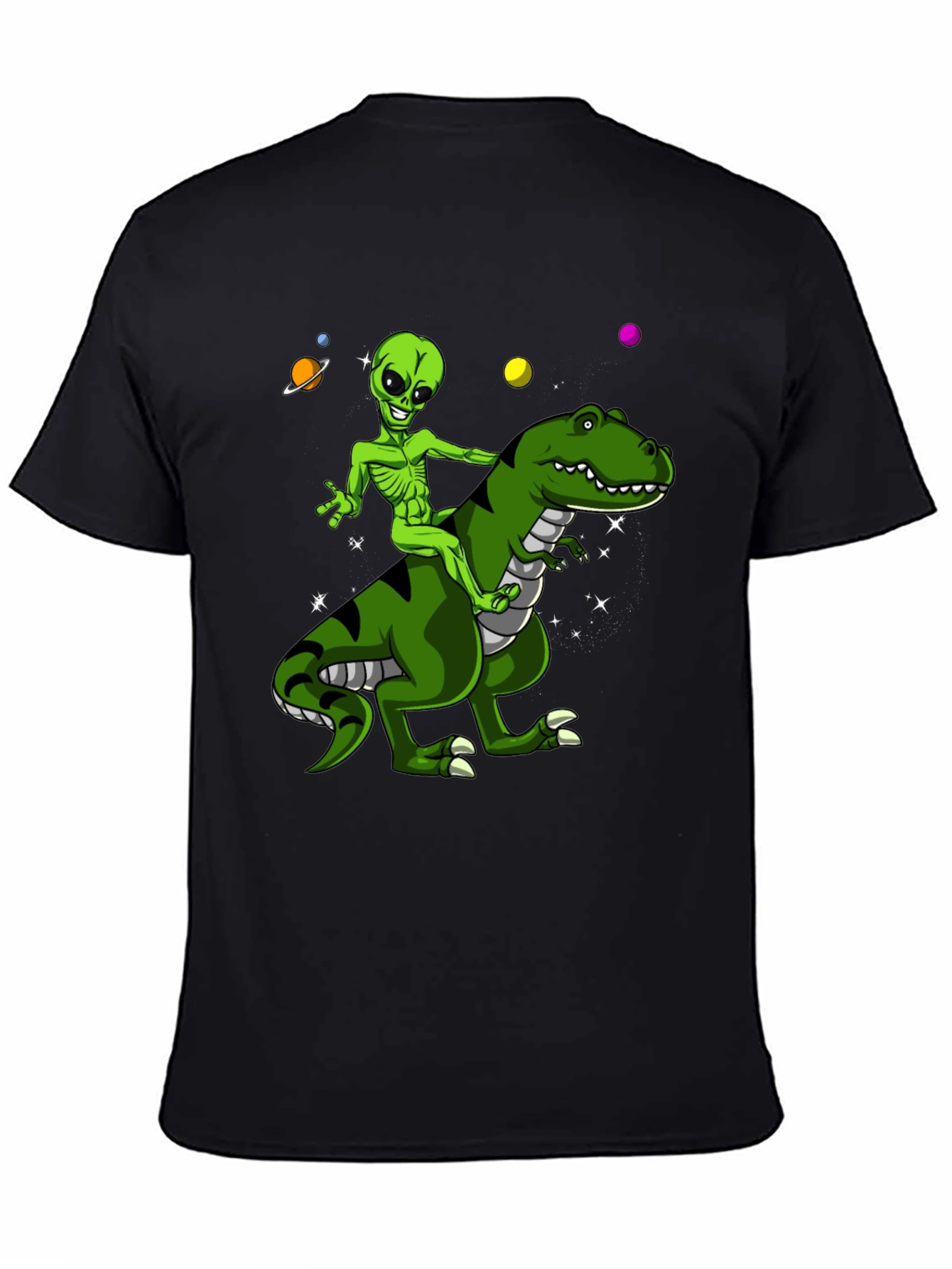 Alien Riding Dinosaur Graphic T-Shirt