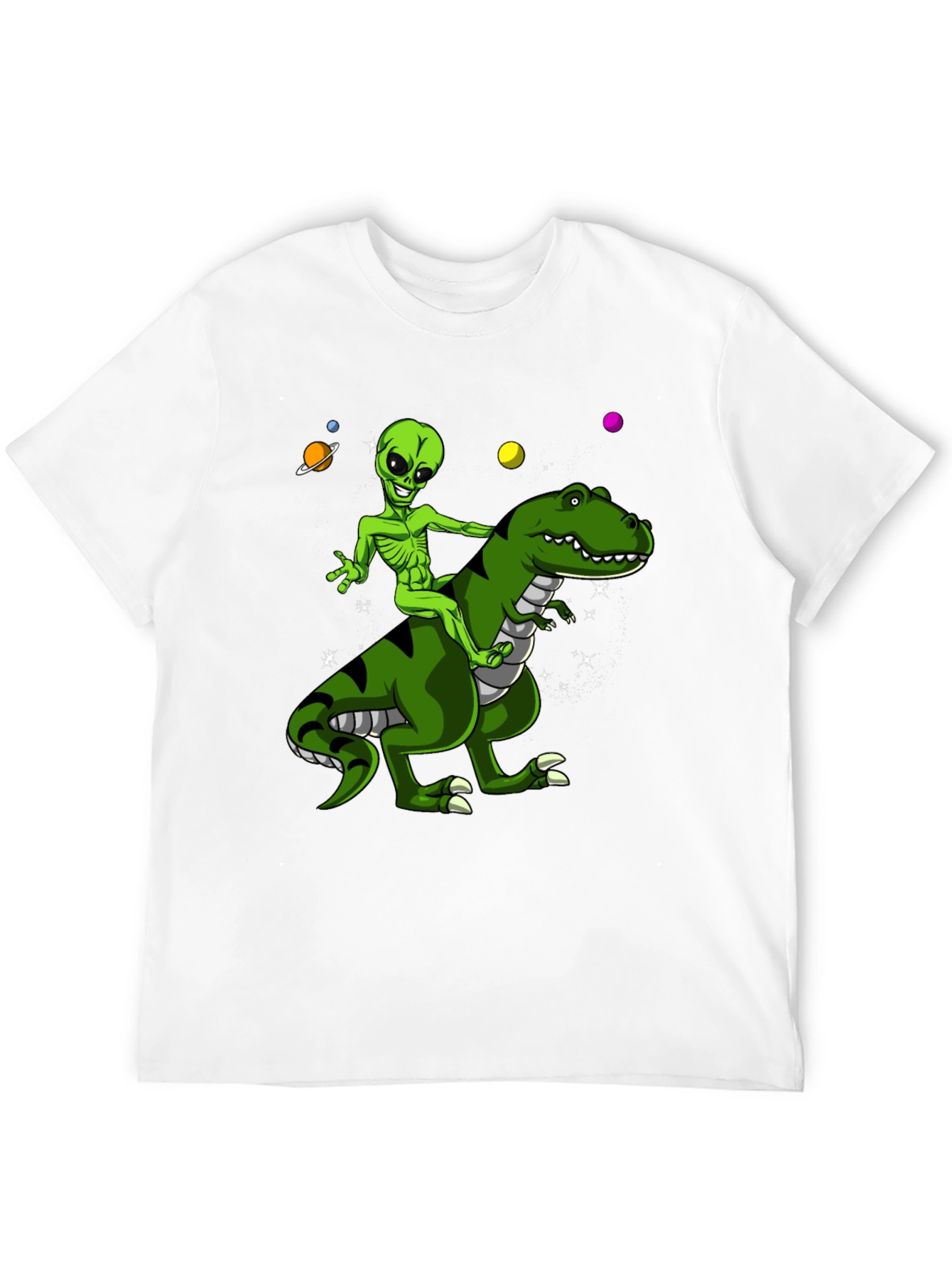 Alien Riding Dinosaur Graphic T-Shirt