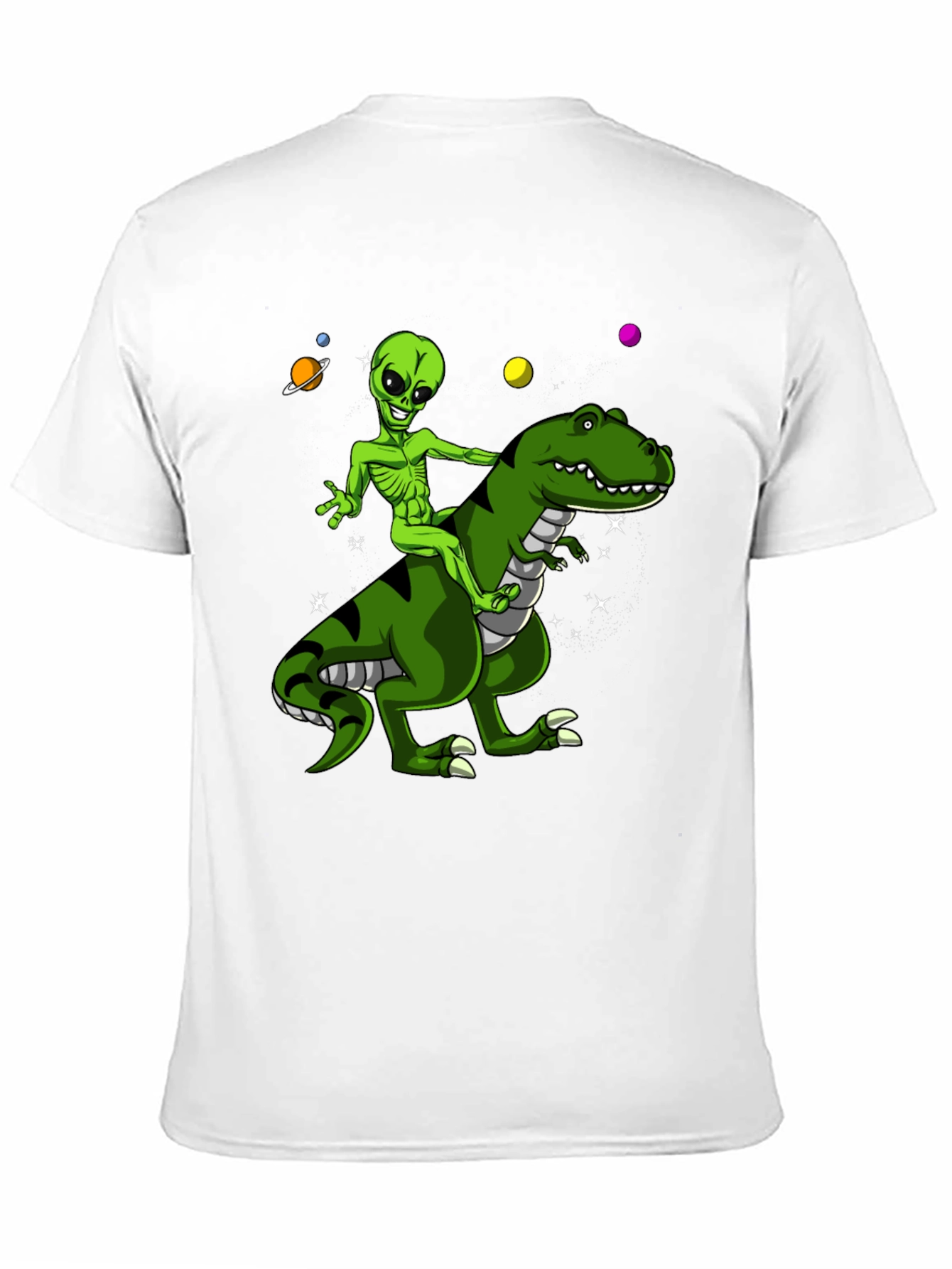 Alien Riding Dinosaur Graphic T-Shirt