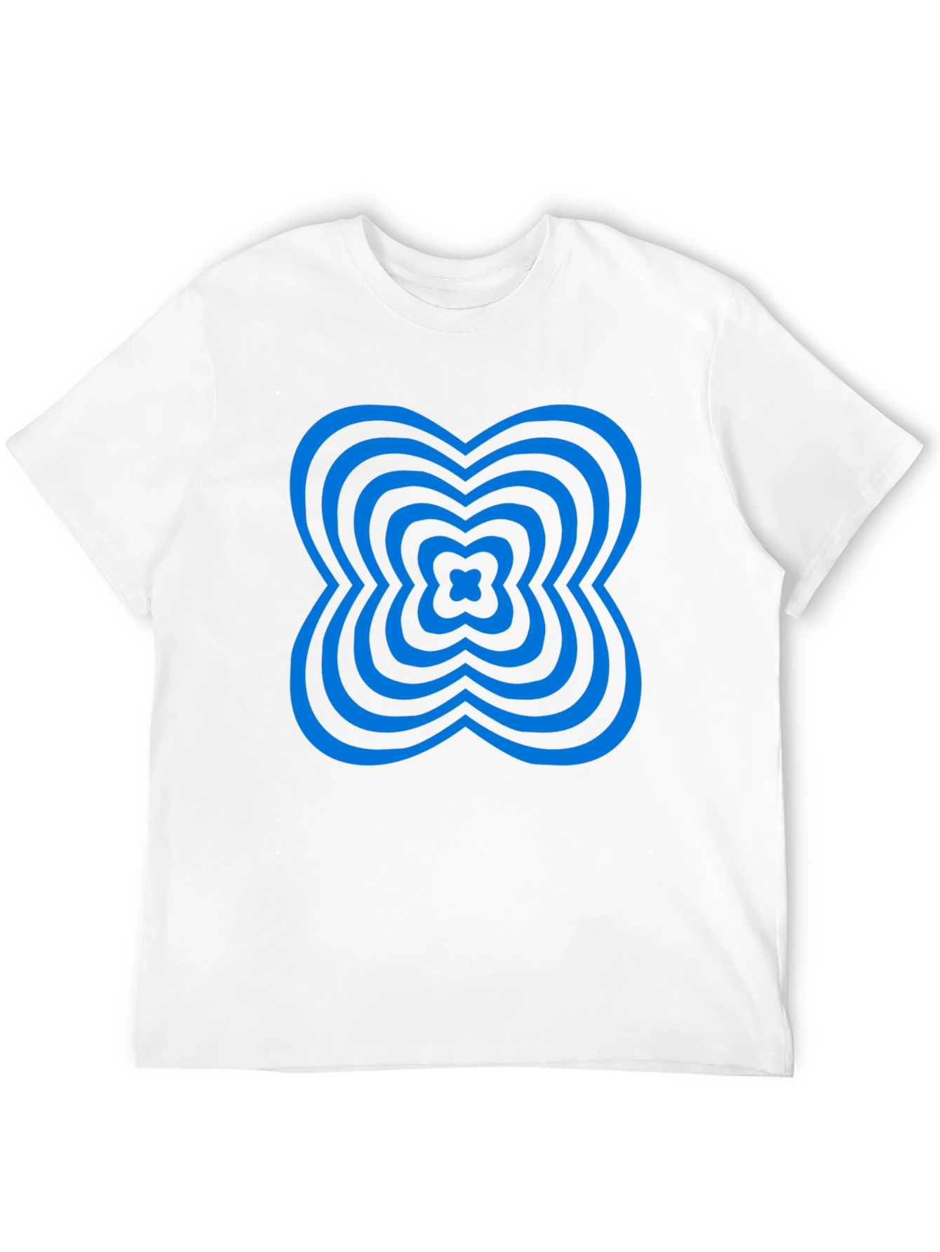 Abstract Blue Clover Graphic Black T-Shirt