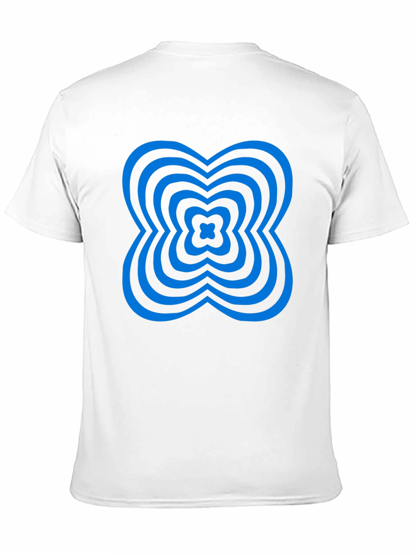 Abstract Blue Clover Graphic Black T-Shirt