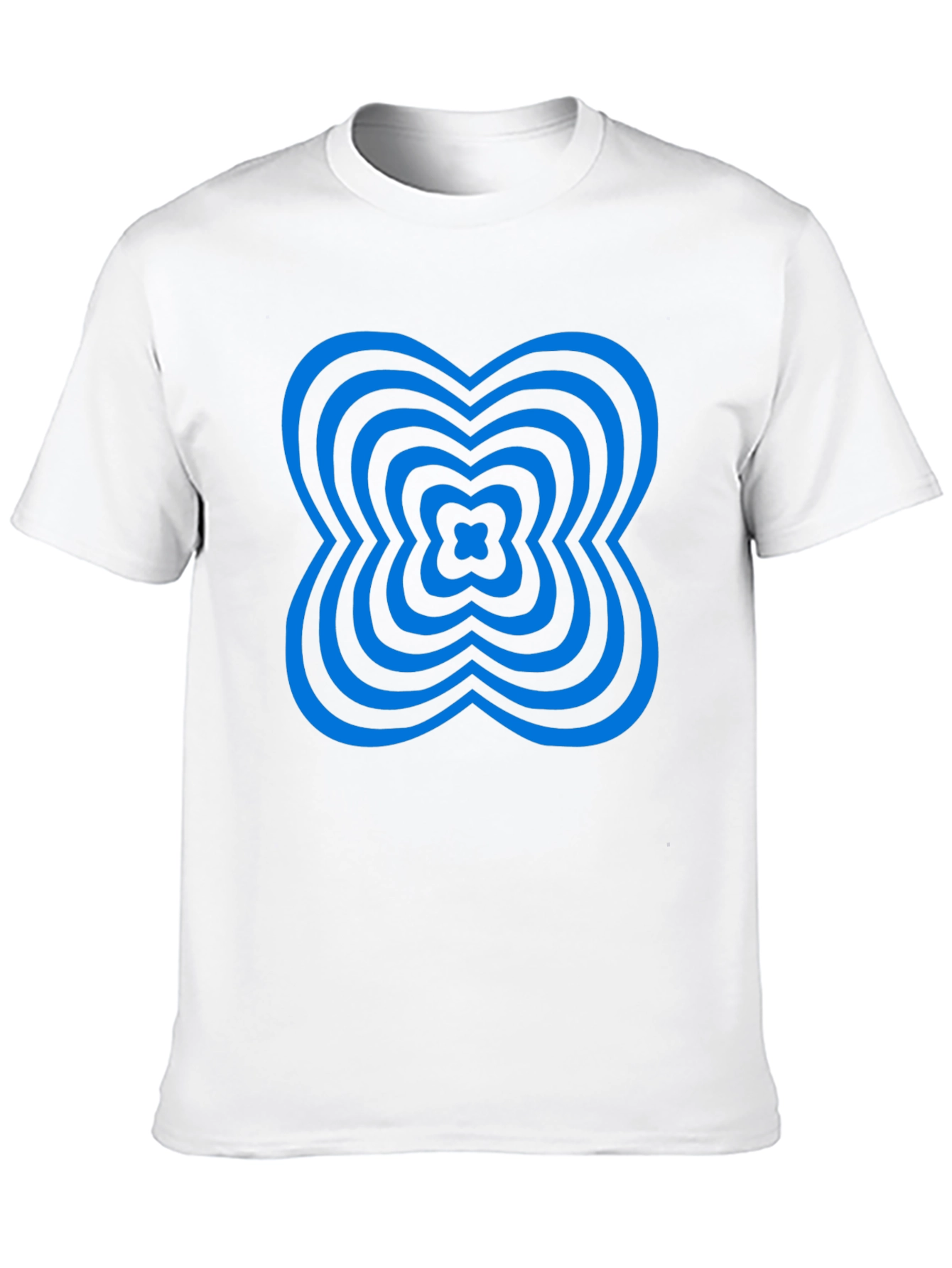 Abstract Blue Clover Graphic Black T-Shirt