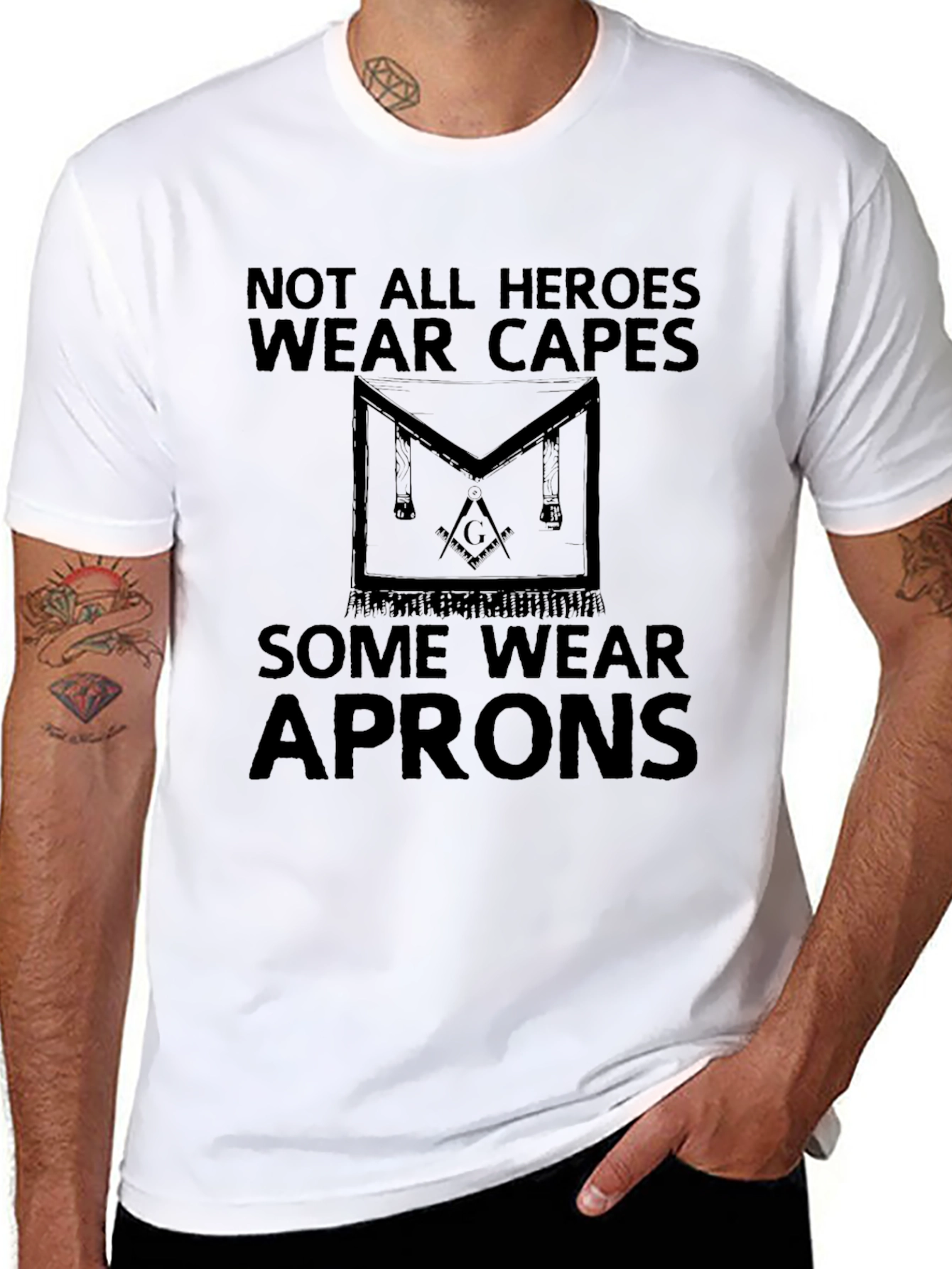 Heroes Wear Aprons Graphic Tee - Black Cotton T-Shirt