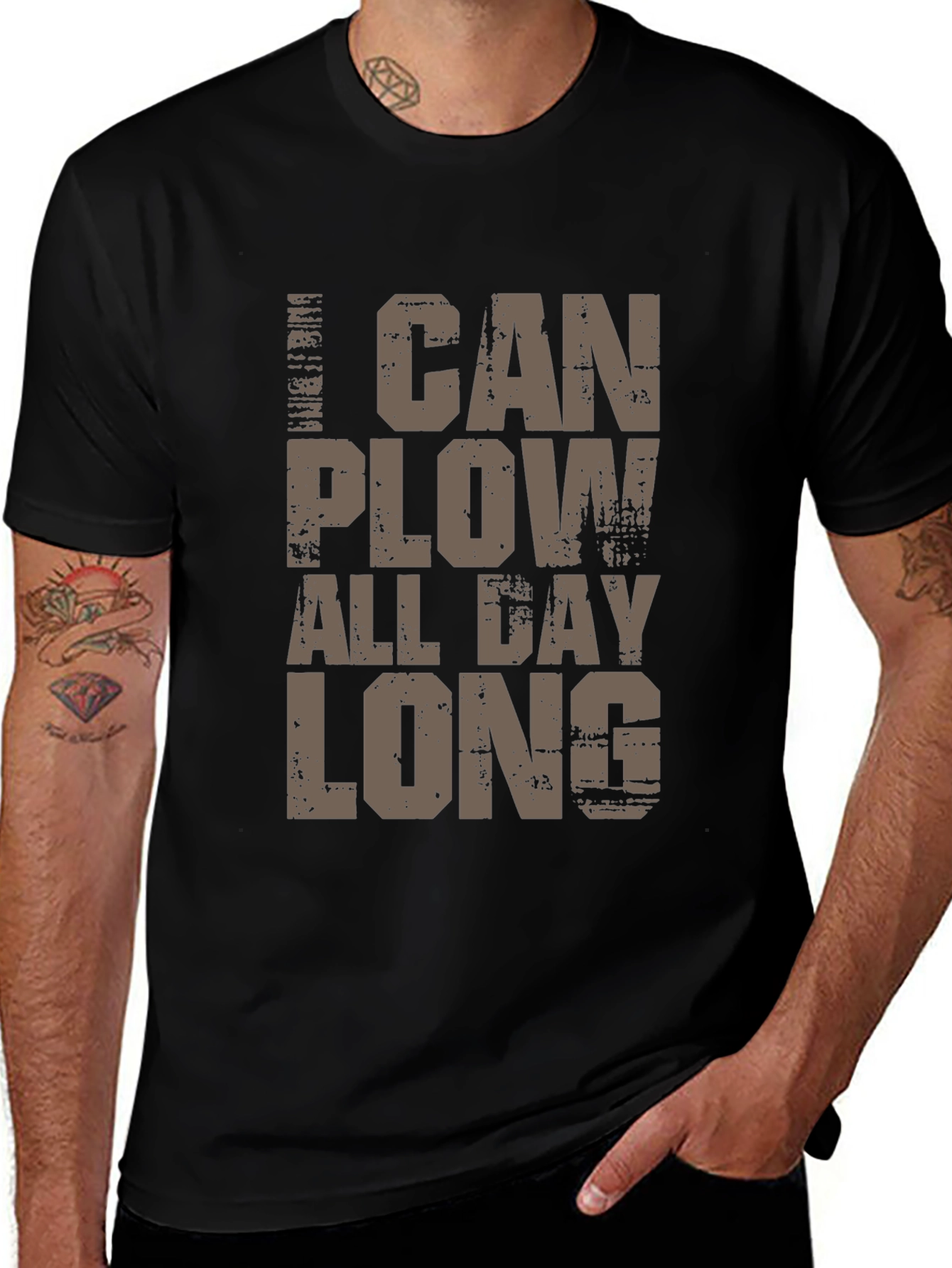 I Can Plow All Day Long Black T-Shirt