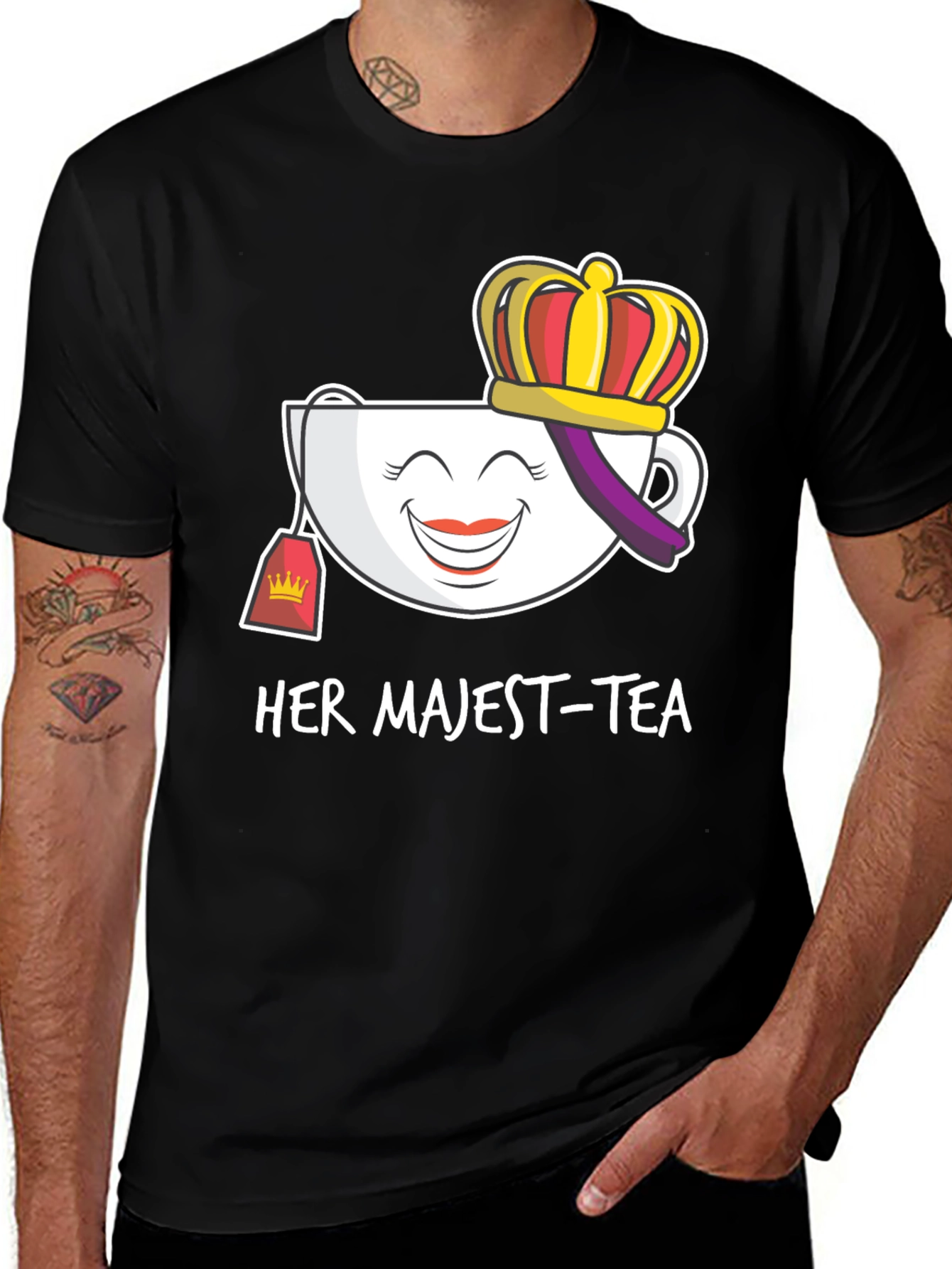 Her Majest-Tea T-Shirt - Novelty Graphic Tee