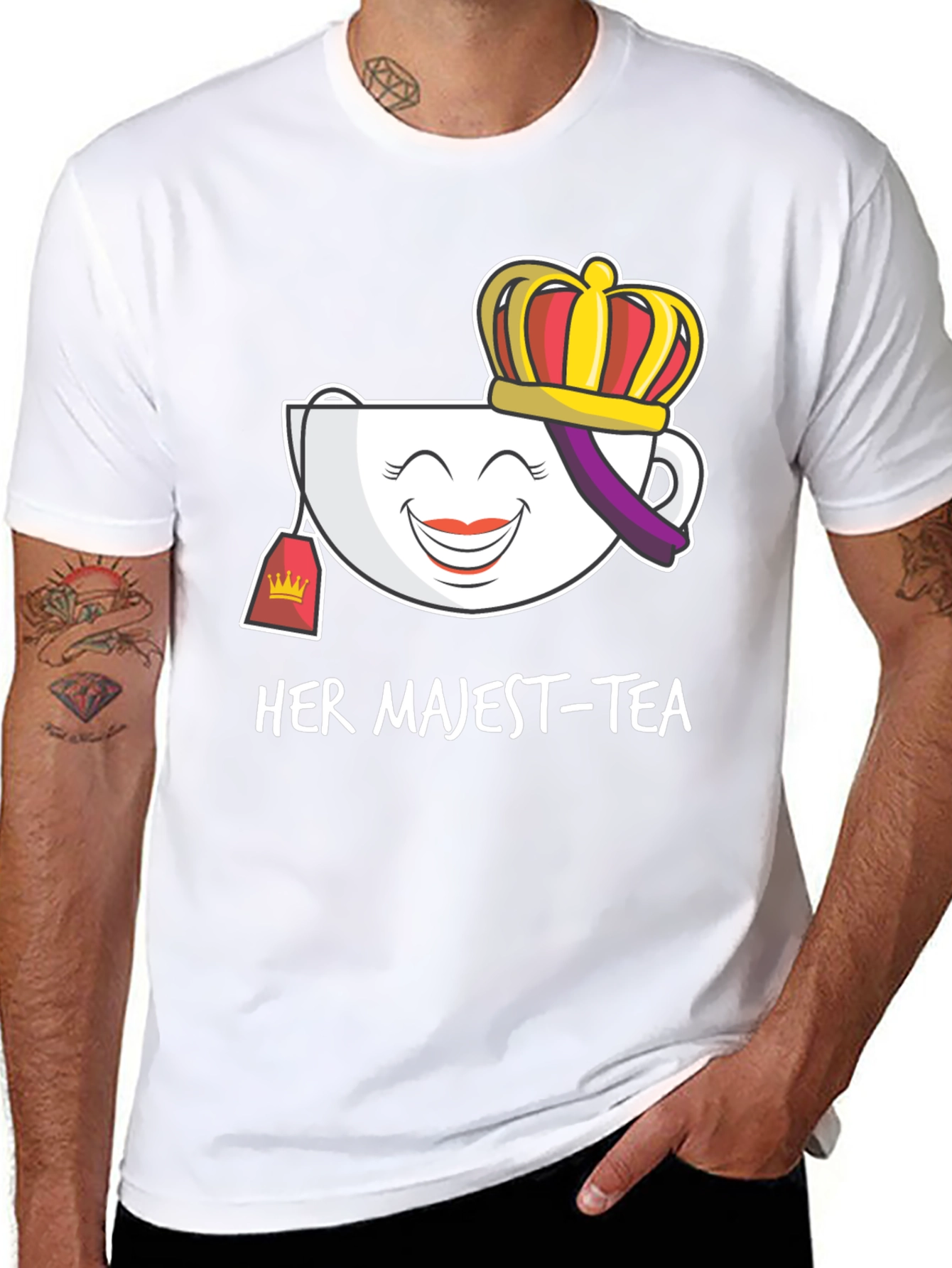 Her Majest-Tea T-Shirt - Novelty Graphic Tee