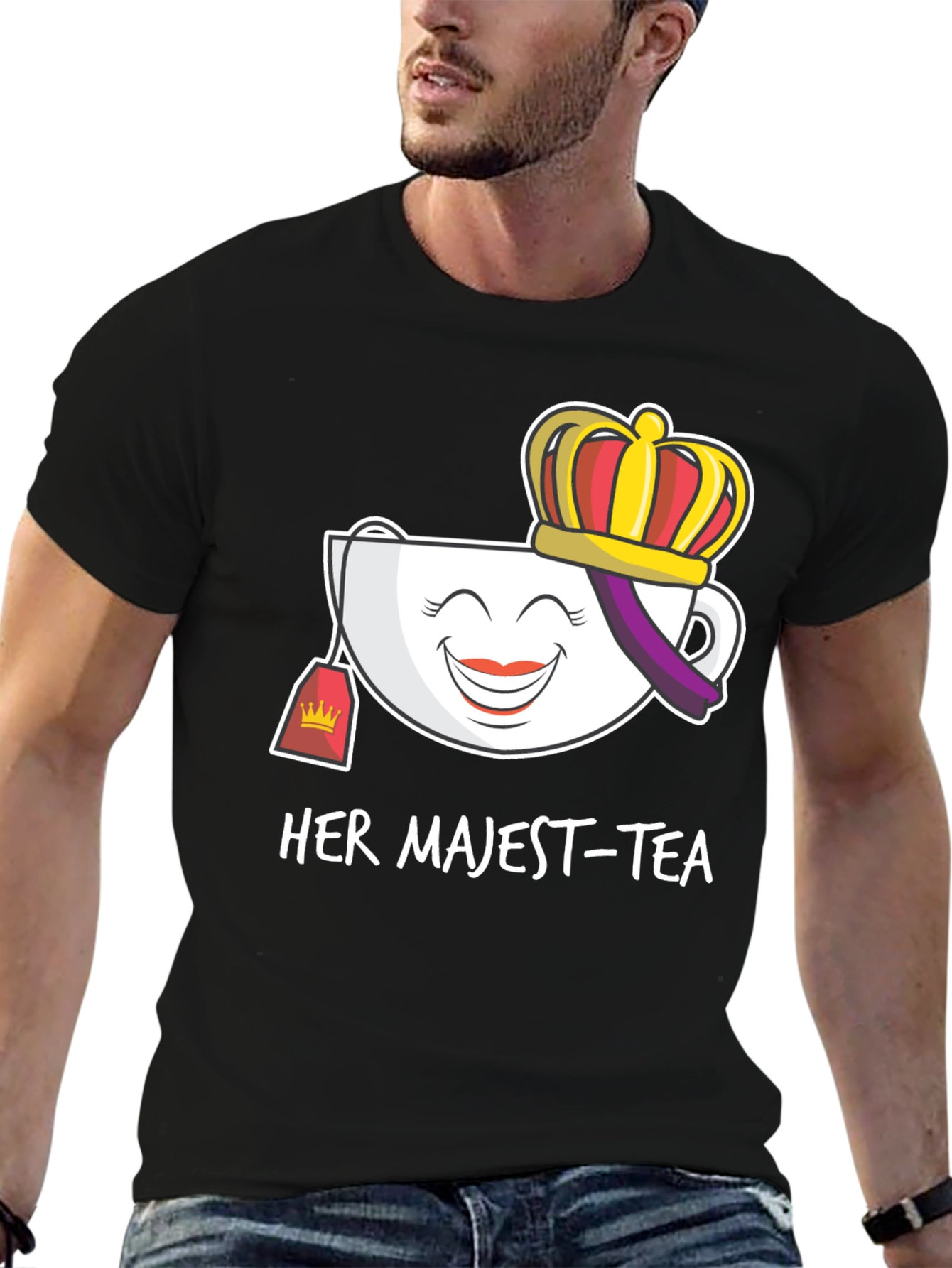 Her Majest-Tea T-Shirt - Novelty Graphic Tee