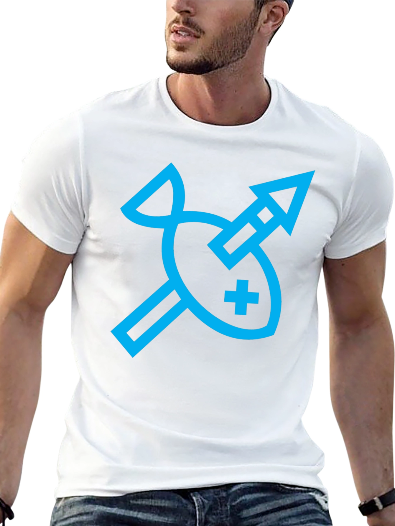 Abstract Fish and Arrow Graphic Tee - Black