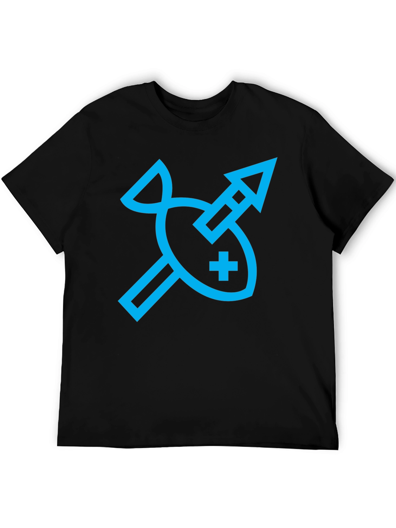 Abstract Fish and Arrow Graphic Tee - Black