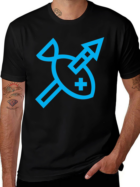 Abstract Fish and Arrow Graphic Tee - Black