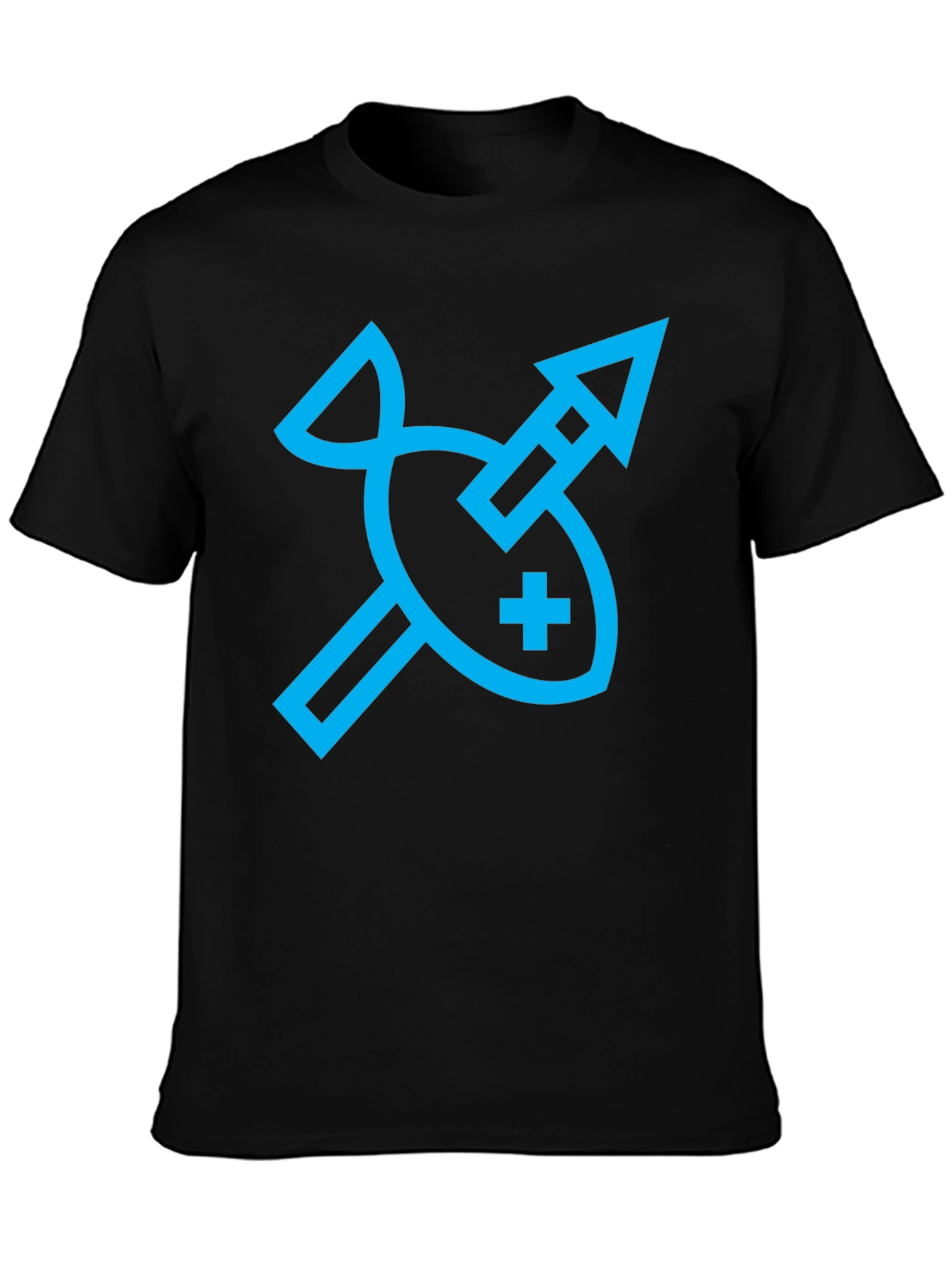 Abstract Fish and Arrow Graphic Tee - Black