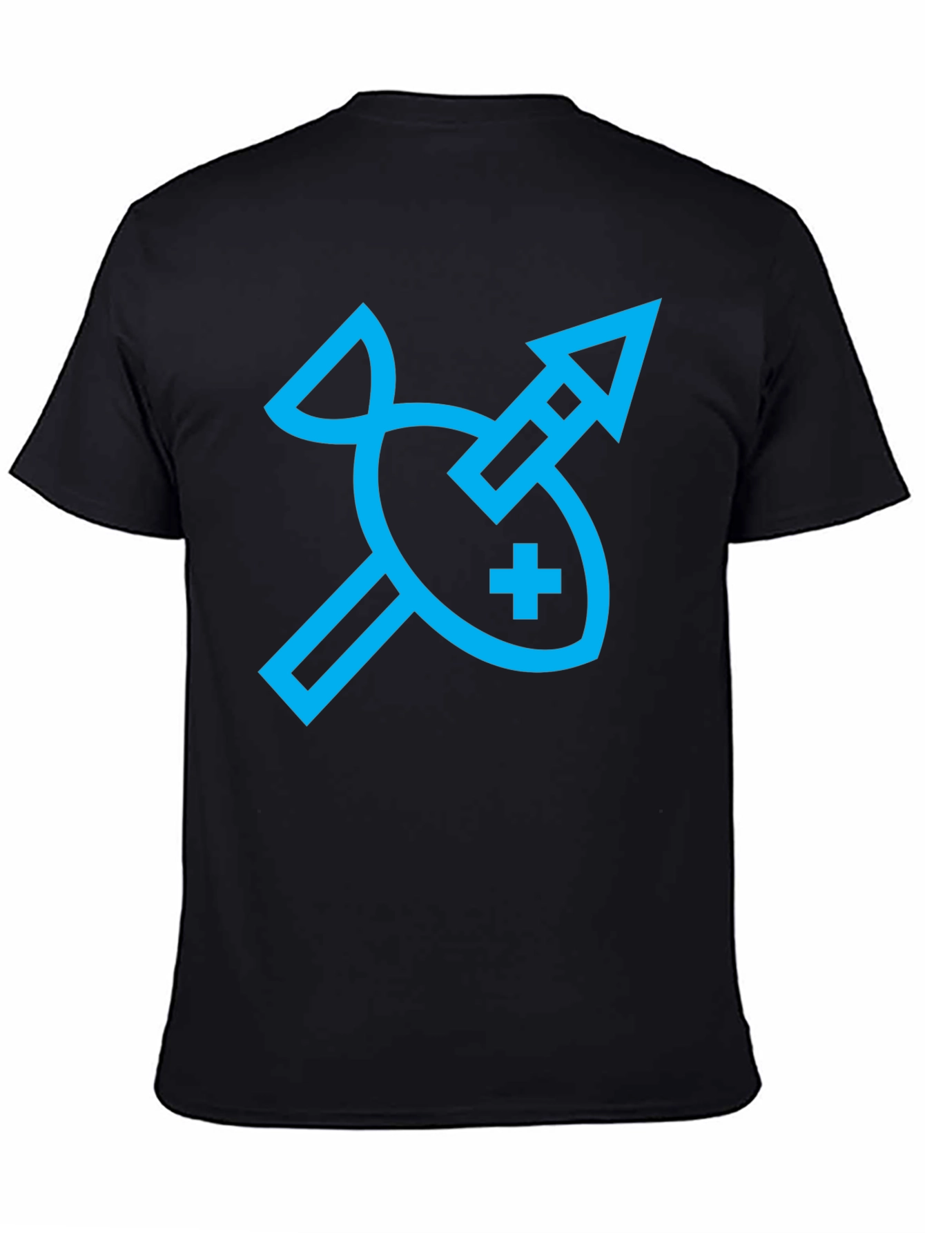 Abstract Fish and Arrow Graphic Tee - Black
