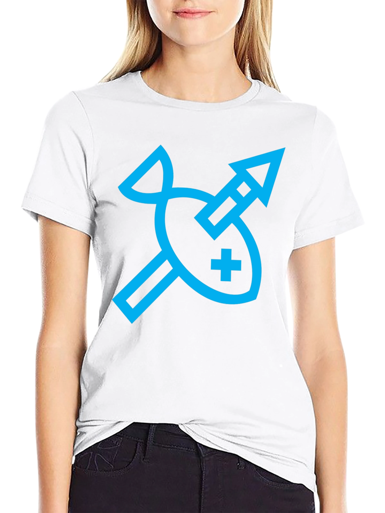 Abstract Fish and Arrow Graphic Tee - Black