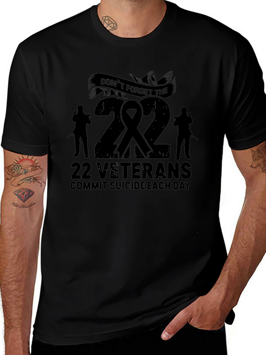 22 Veterans Suicide Awareness Black T-Shirt