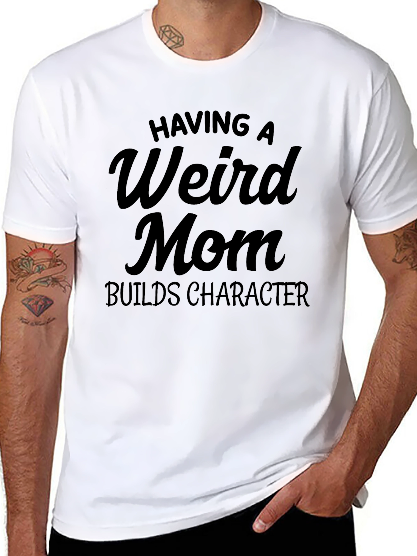 Having a Weird Mom Builds Character Black T-Shirt