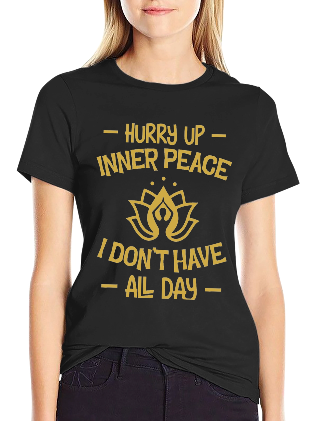 Hurry Up Inner Peace Black Graphic Tee
