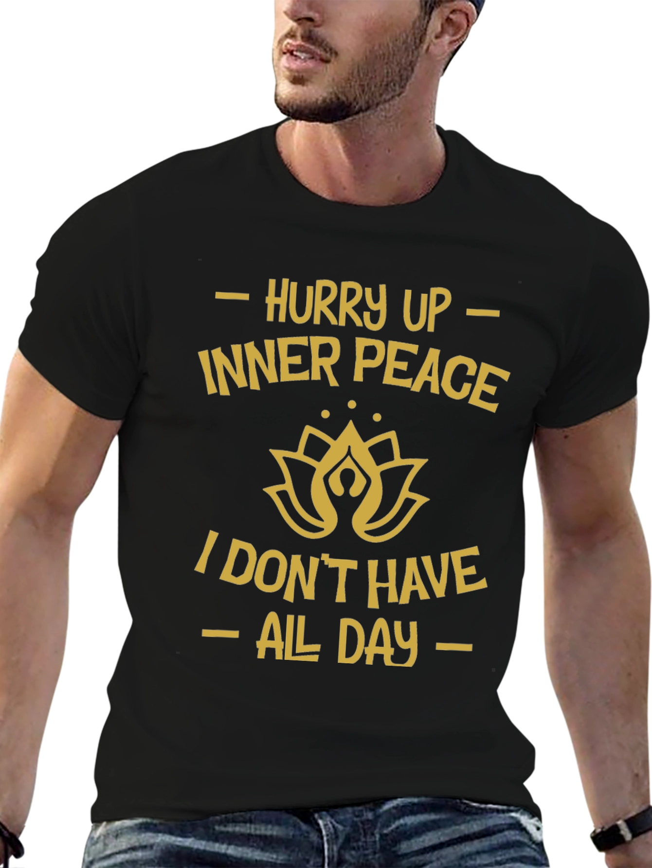 Hurry Up Inner Peace Black Graphic Tee