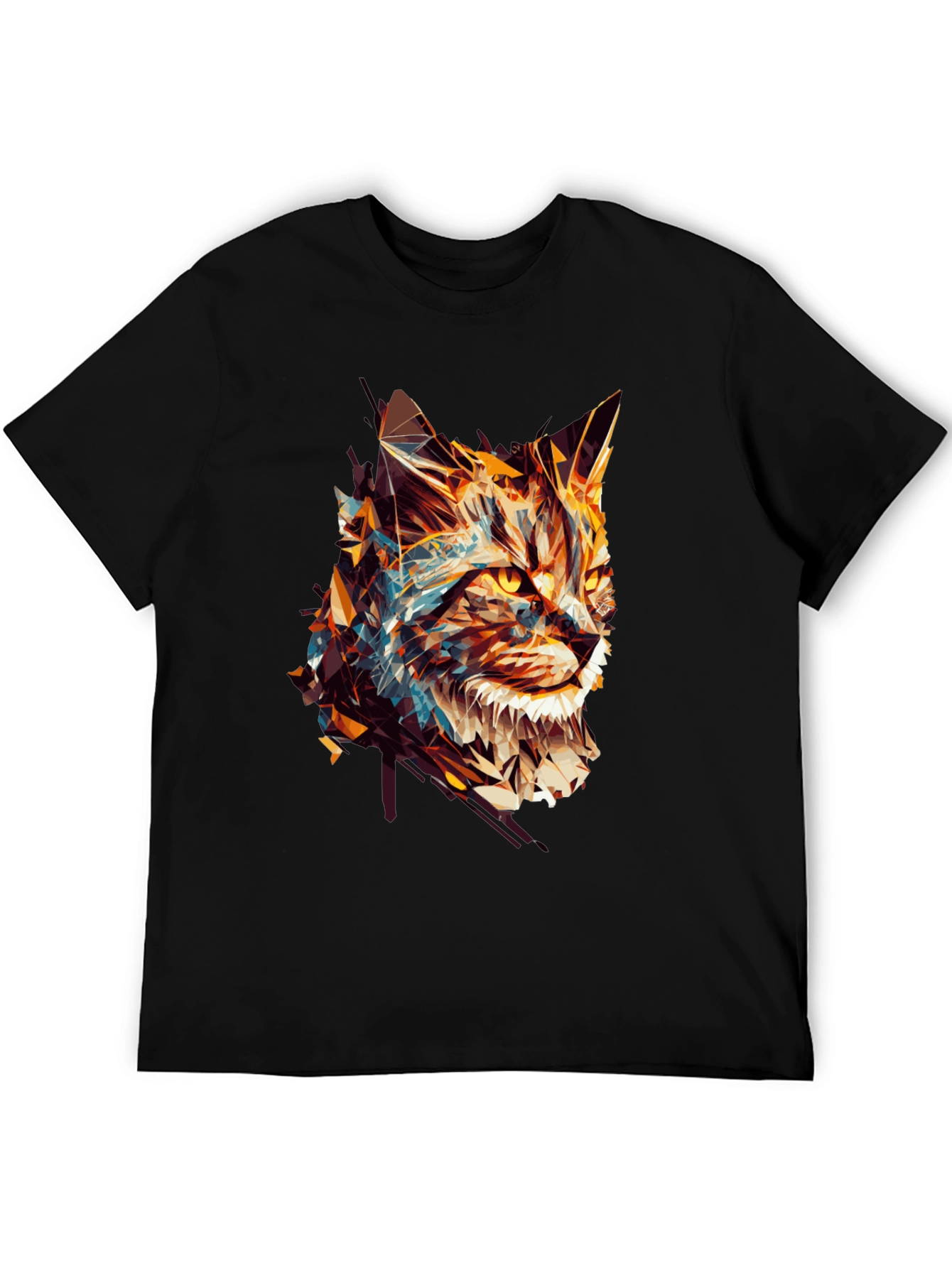 Abstract Cat Graphic Black Tee