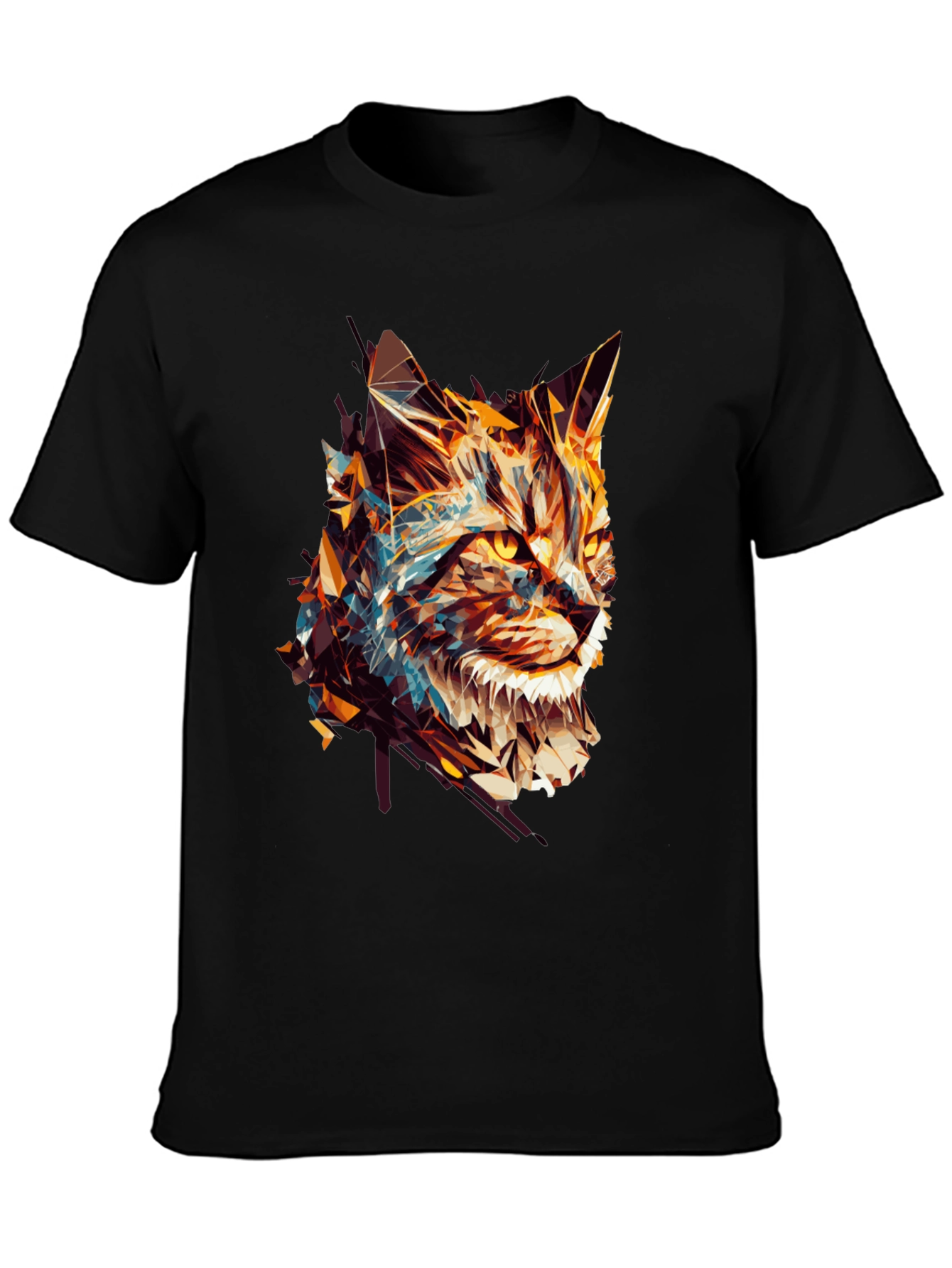Abstract Cat Graphic Black Tee