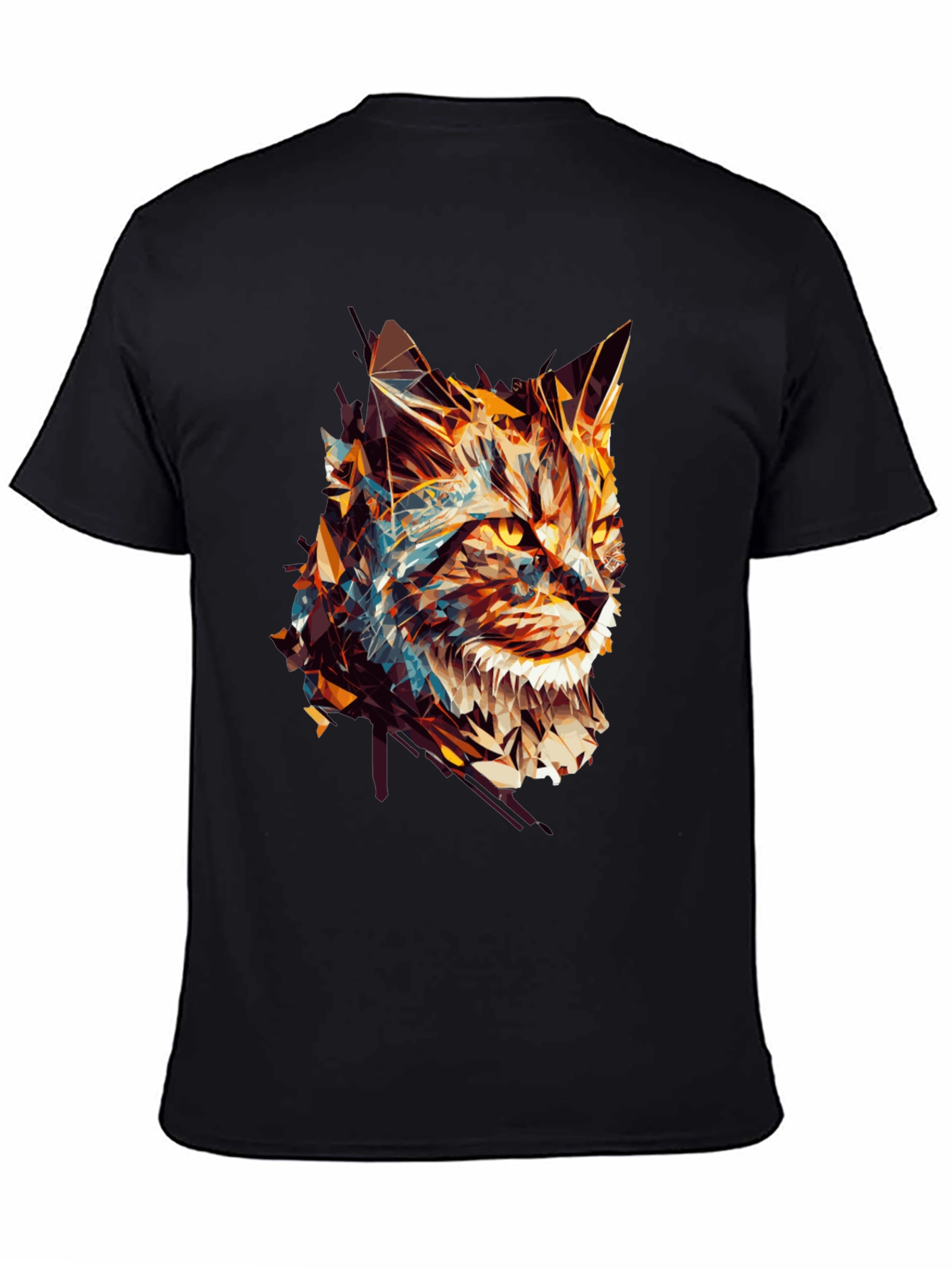 Abstract Cat Graphic Black Tee