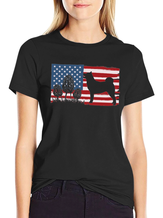 American Flag Akita Silhouette T-Shirt