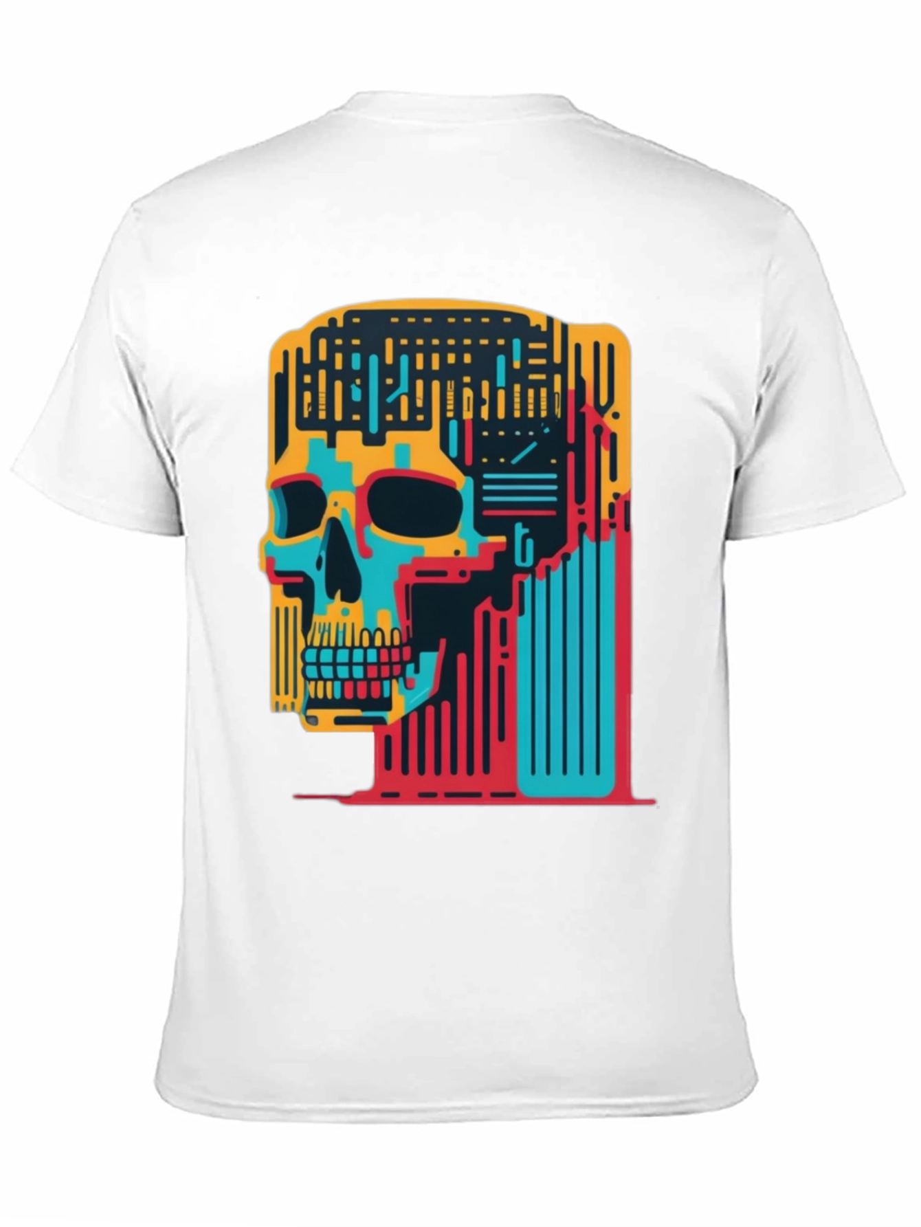Abstract Skull Graphic Tee - Black