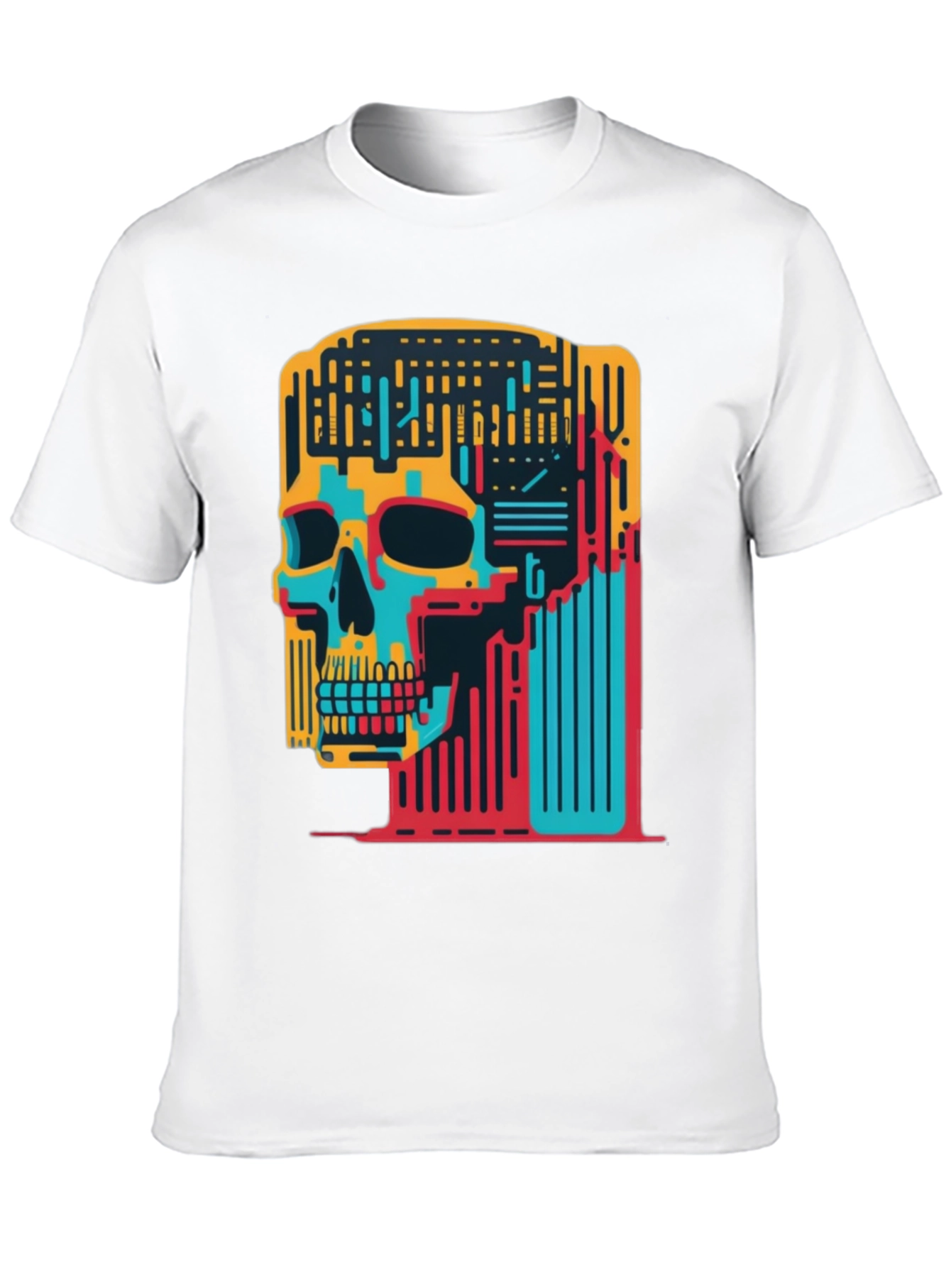 Abstract Skull Graphic Tee - Black