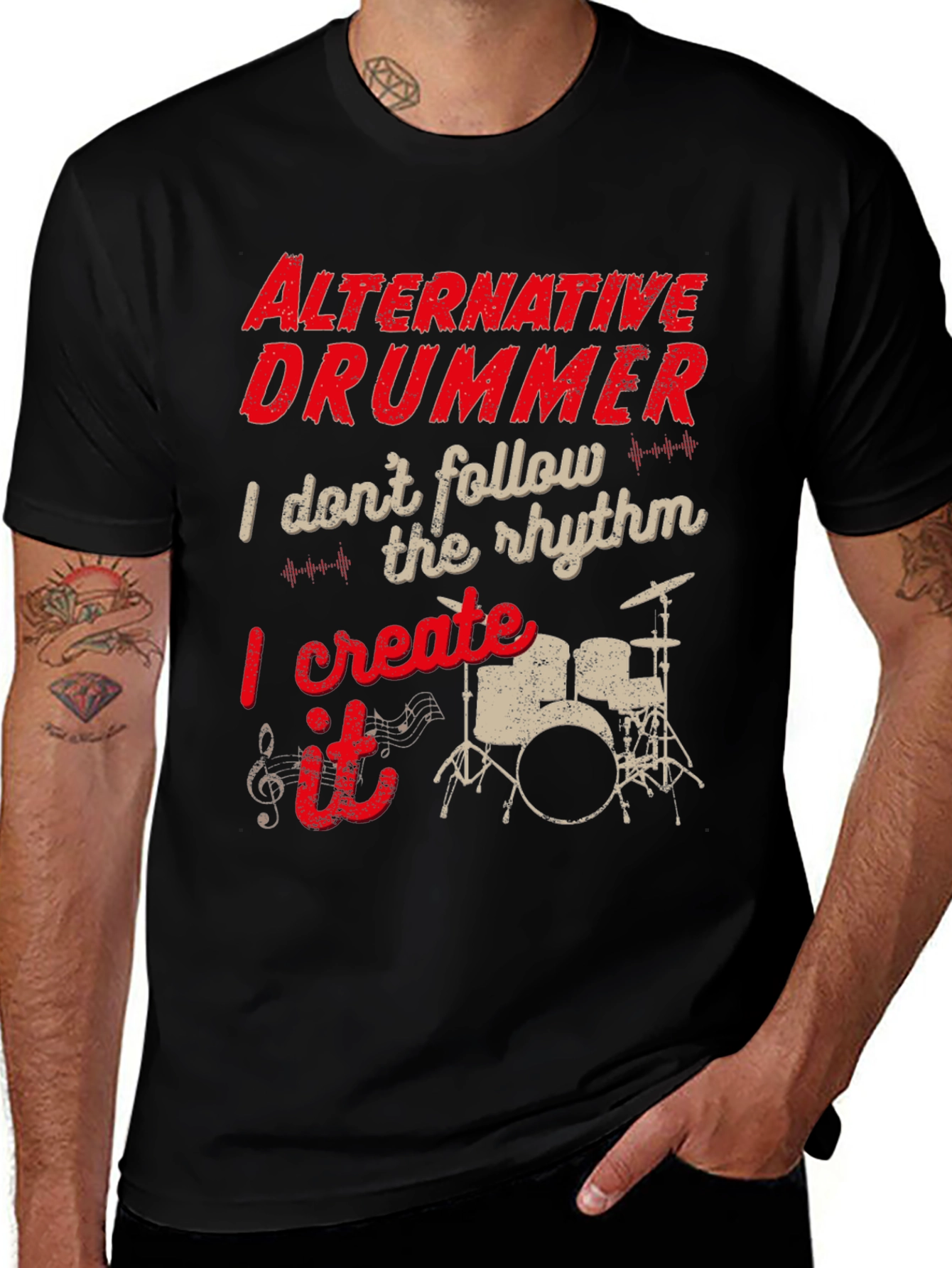Alternative Drummer Graphic Tee - Music Lover T-Shirt
