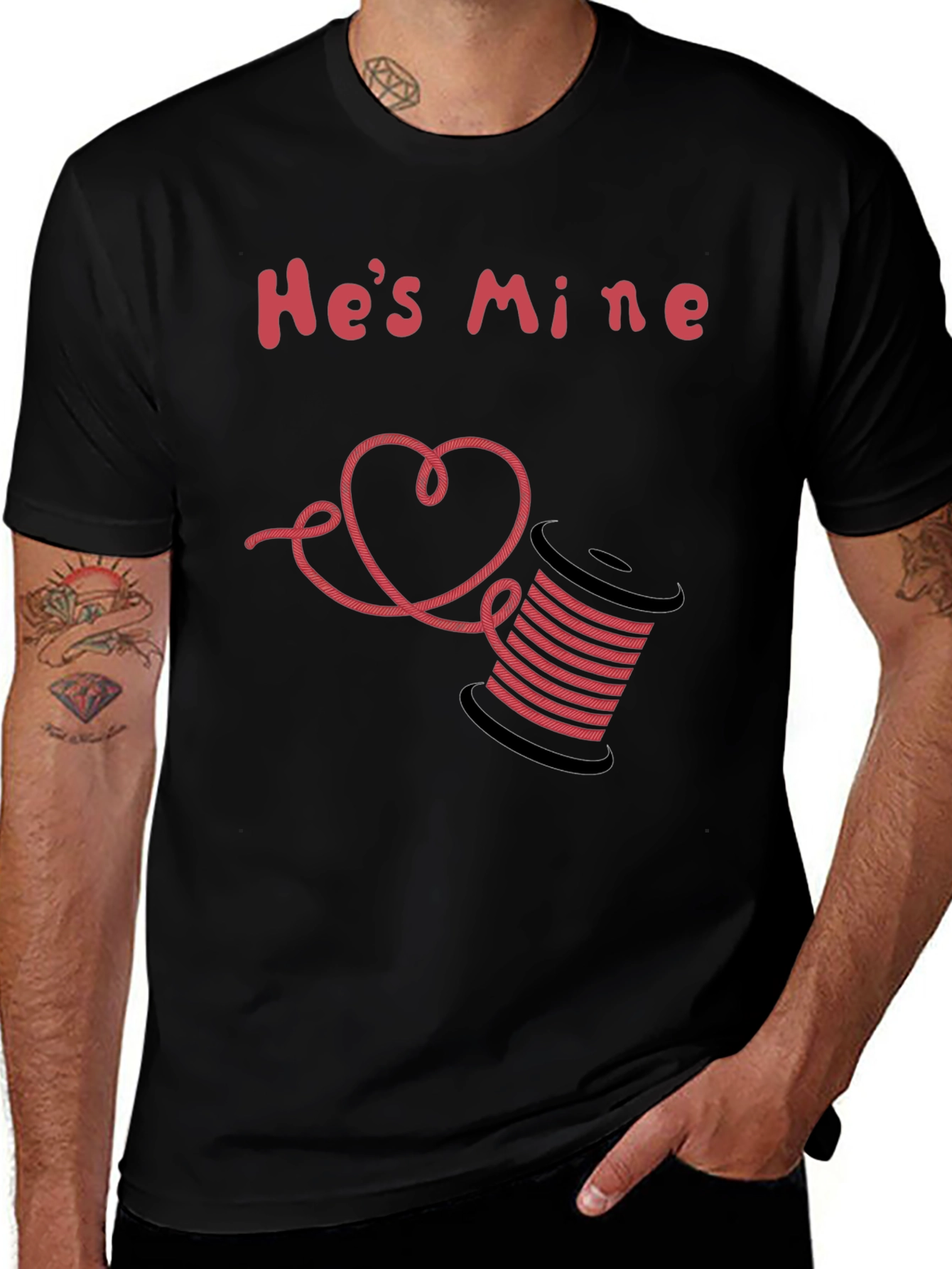 Hes Mine T-Shirt - Thread Spool & Heart Design