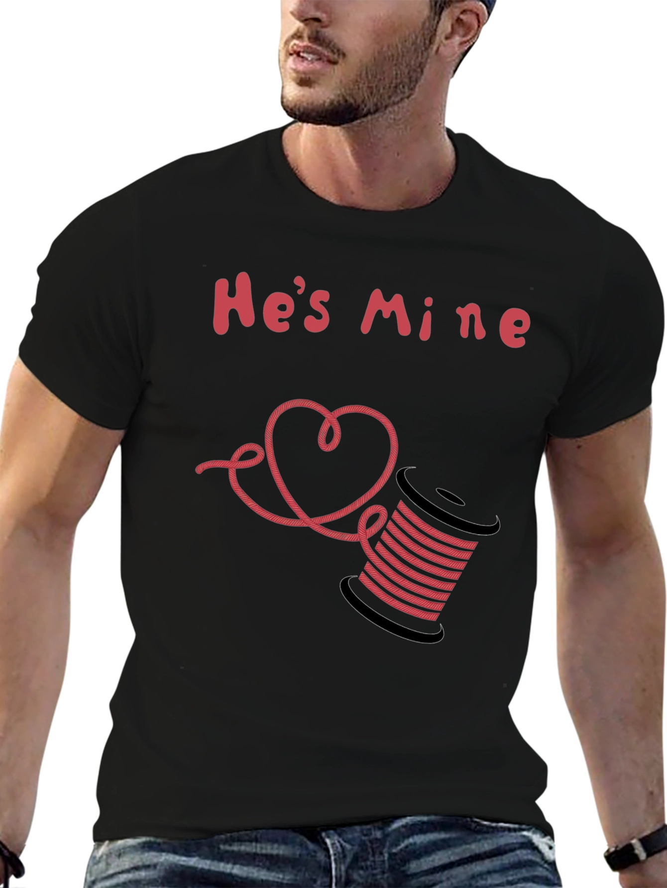 Hes Mine T-Shirt - Thread Spool & Heart Design